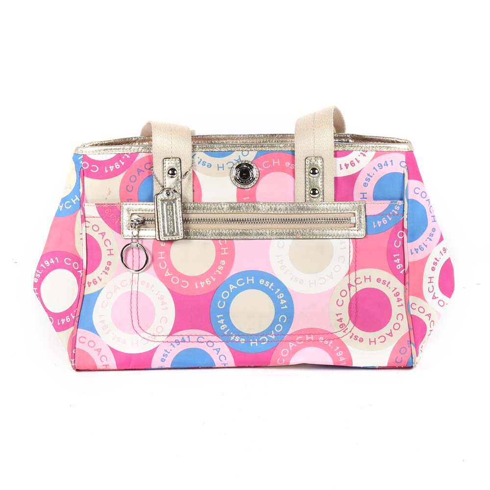 Coach Daisy Scarf Print Satchel Handbag