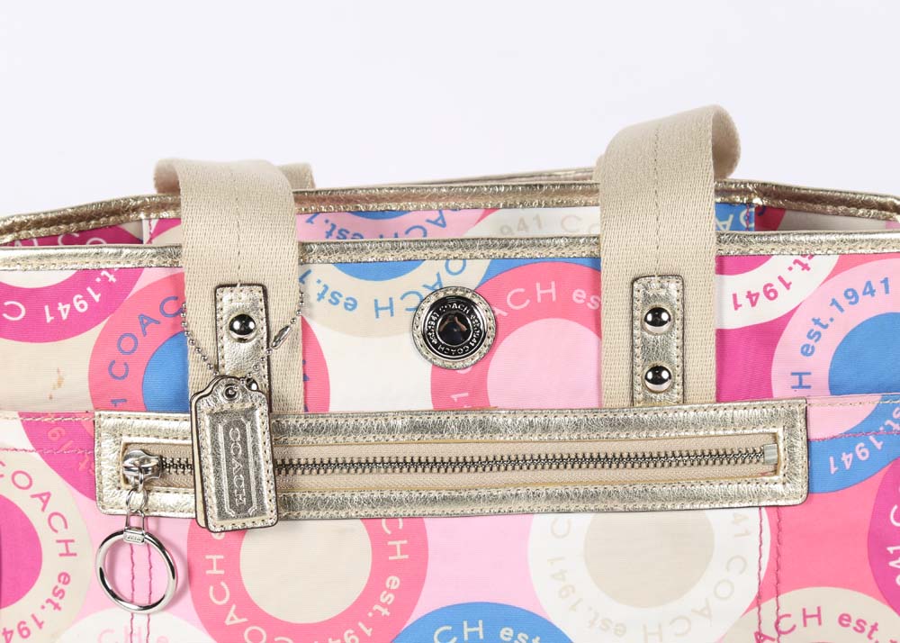 Coach Daisy Scarf Print Satchel Handbag