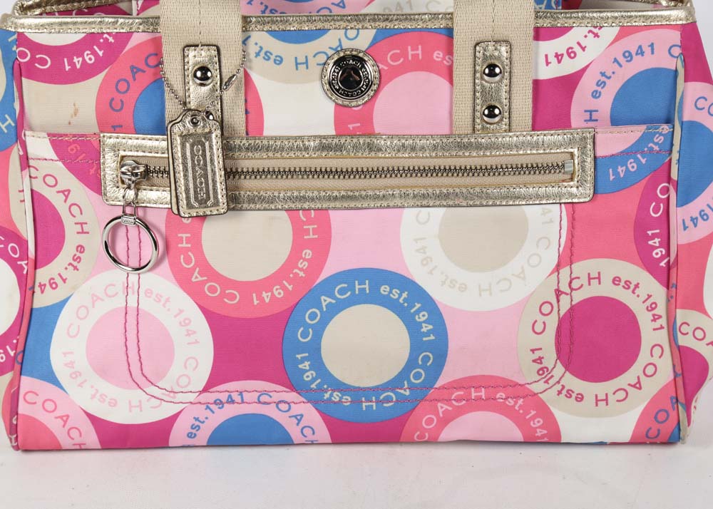 Coach Daisy Scarf Print Satchel Handbag