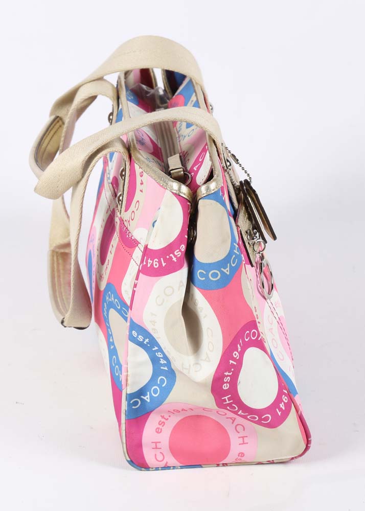 Coach Daisy Scarf Print Satchel Handbag