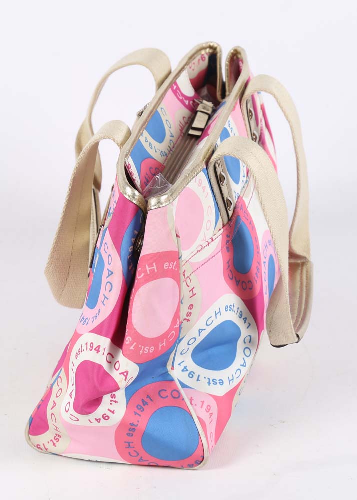 Coach Daisy Scarf Print Satchel Handbag