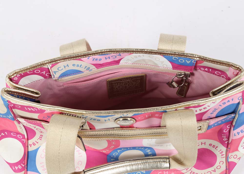 Coach Daisy Scarf Print Satchel Handbag