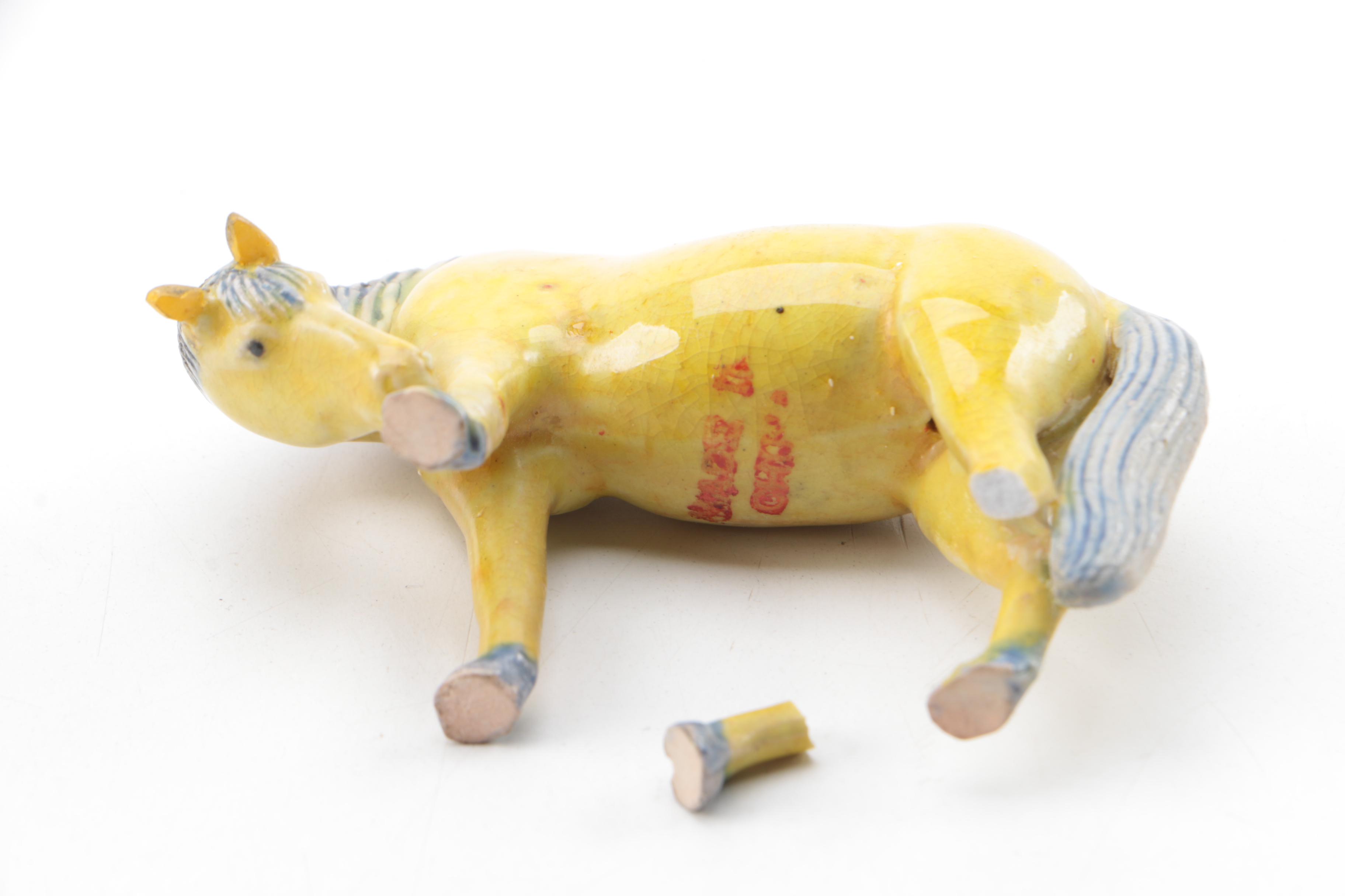 Collection of Five Hand Painted Ceramic Horses on Stands