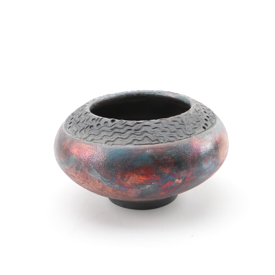 Raku-Fired Thrown Stoneware Bowl