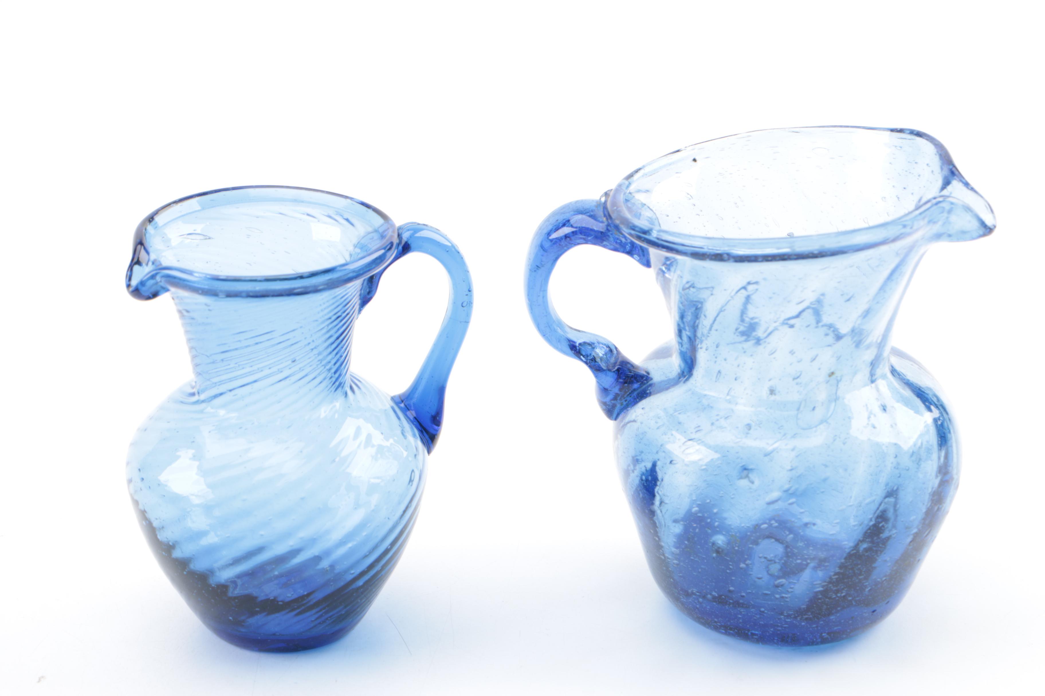 Blue Glassware Including "Beaded Block" Vase by Imperial Glass-Ohio