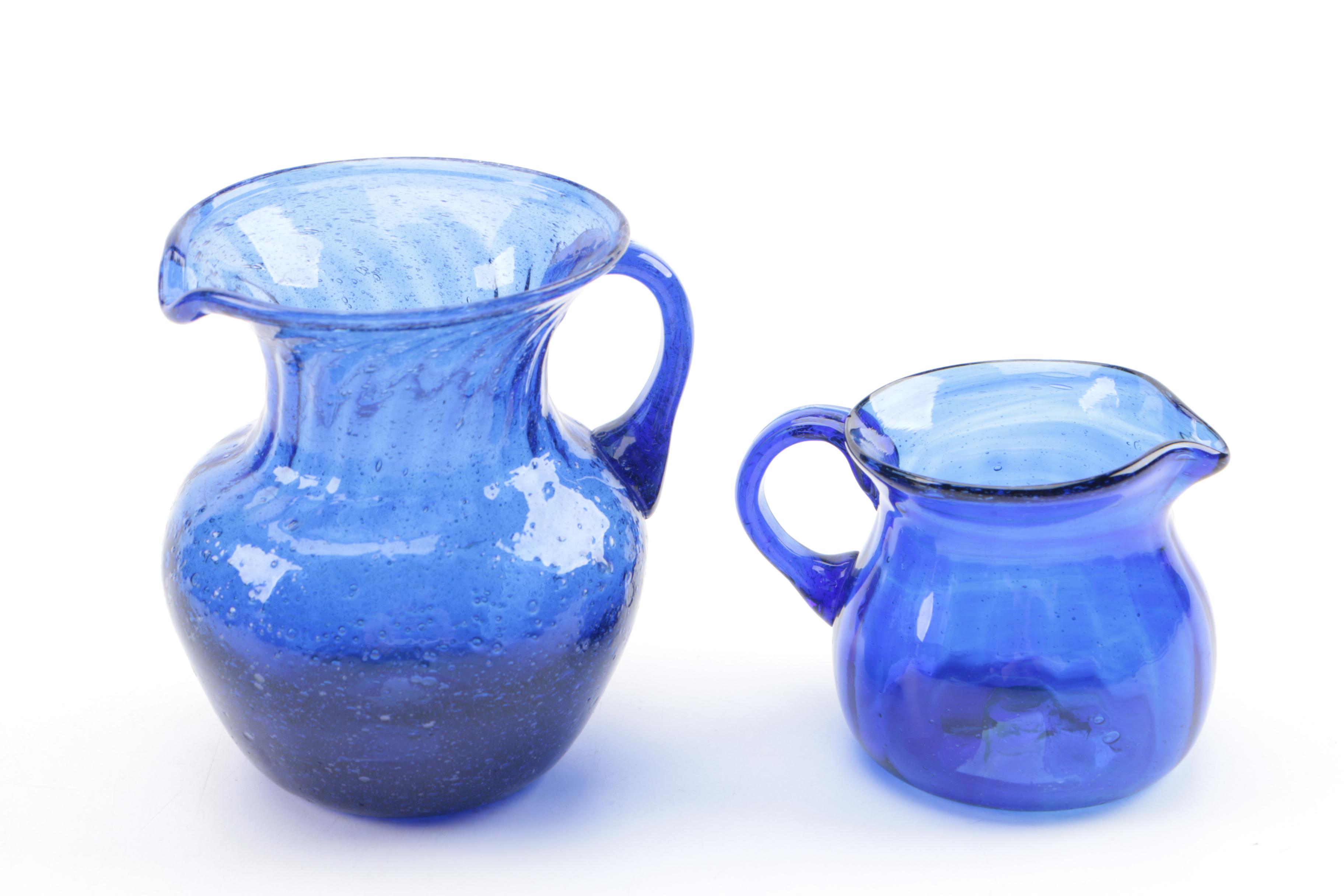 Blue Glassware Including "Beaded Block" Vase by Imperial Glass-Ohio