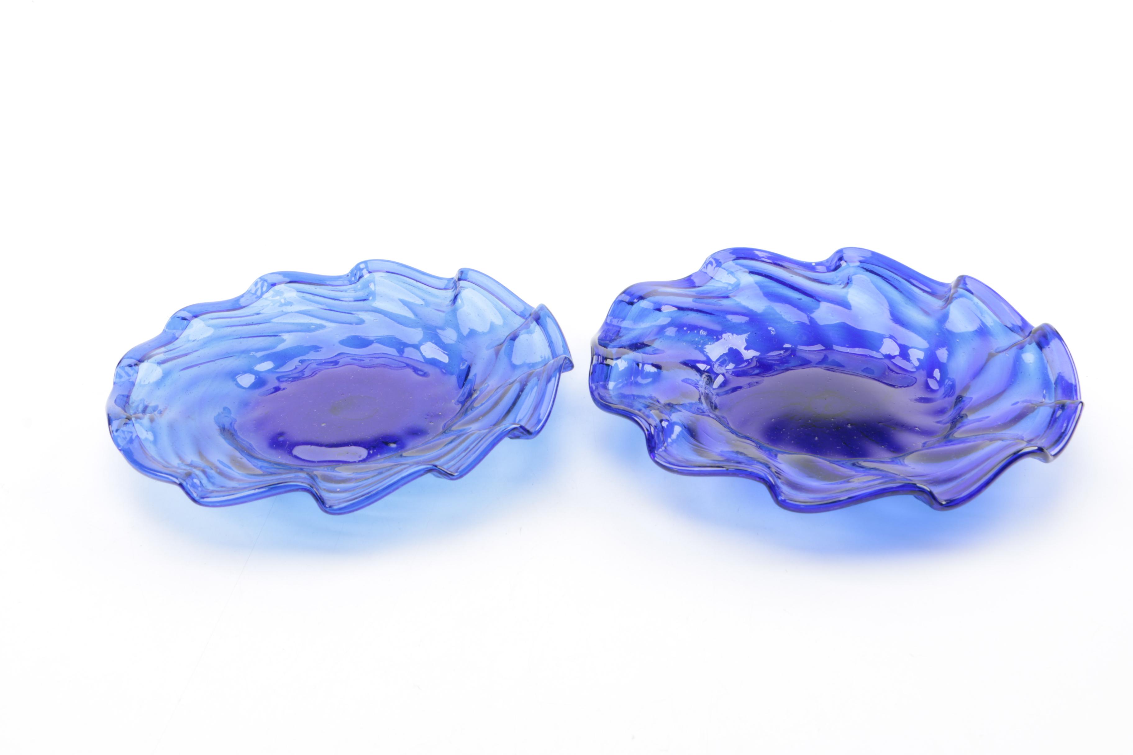 Blue Glassware Including "Beaded Block" Vase by Imperial Glass-Ohio