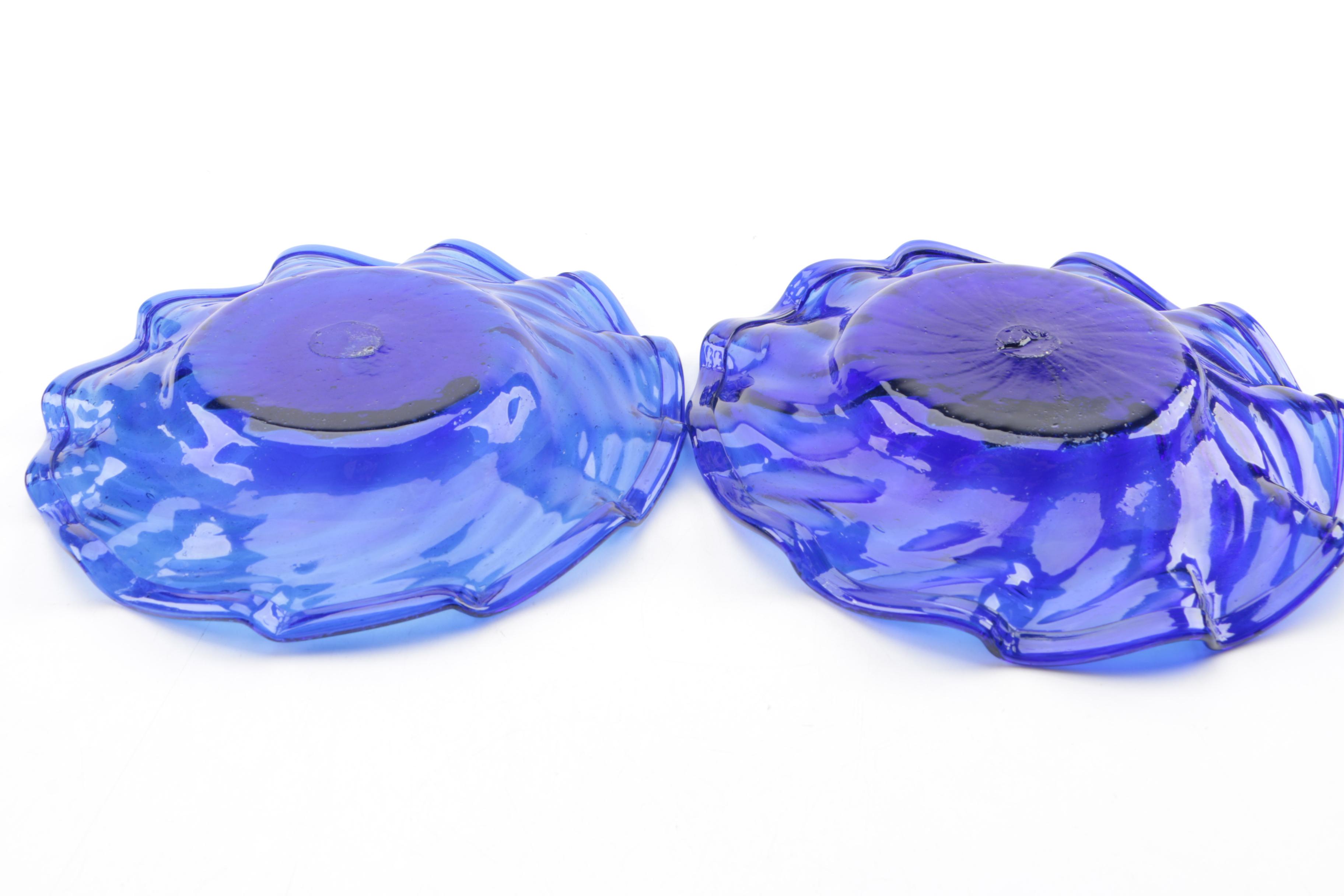 Blue Glassware Including "Beaded Block" Vase by Imperial Glass-Ohio