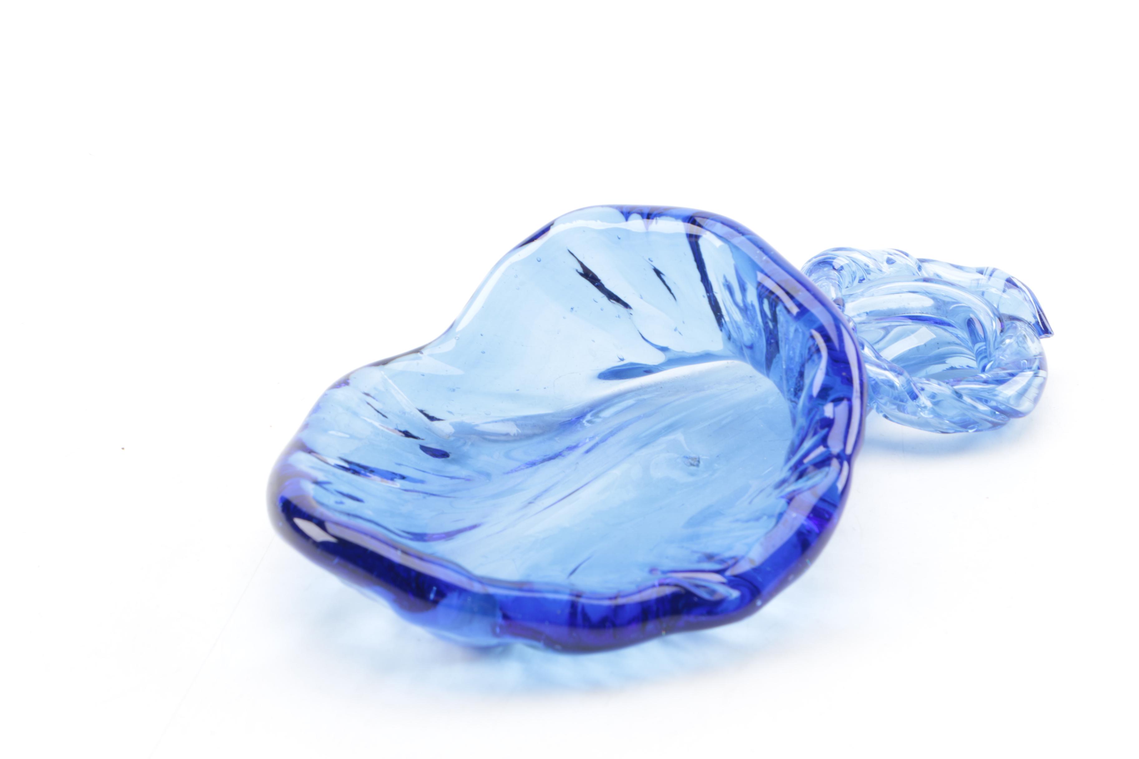 Blue Glassware Including "Beaded Block" Vase by Imperial Glass-Ohio