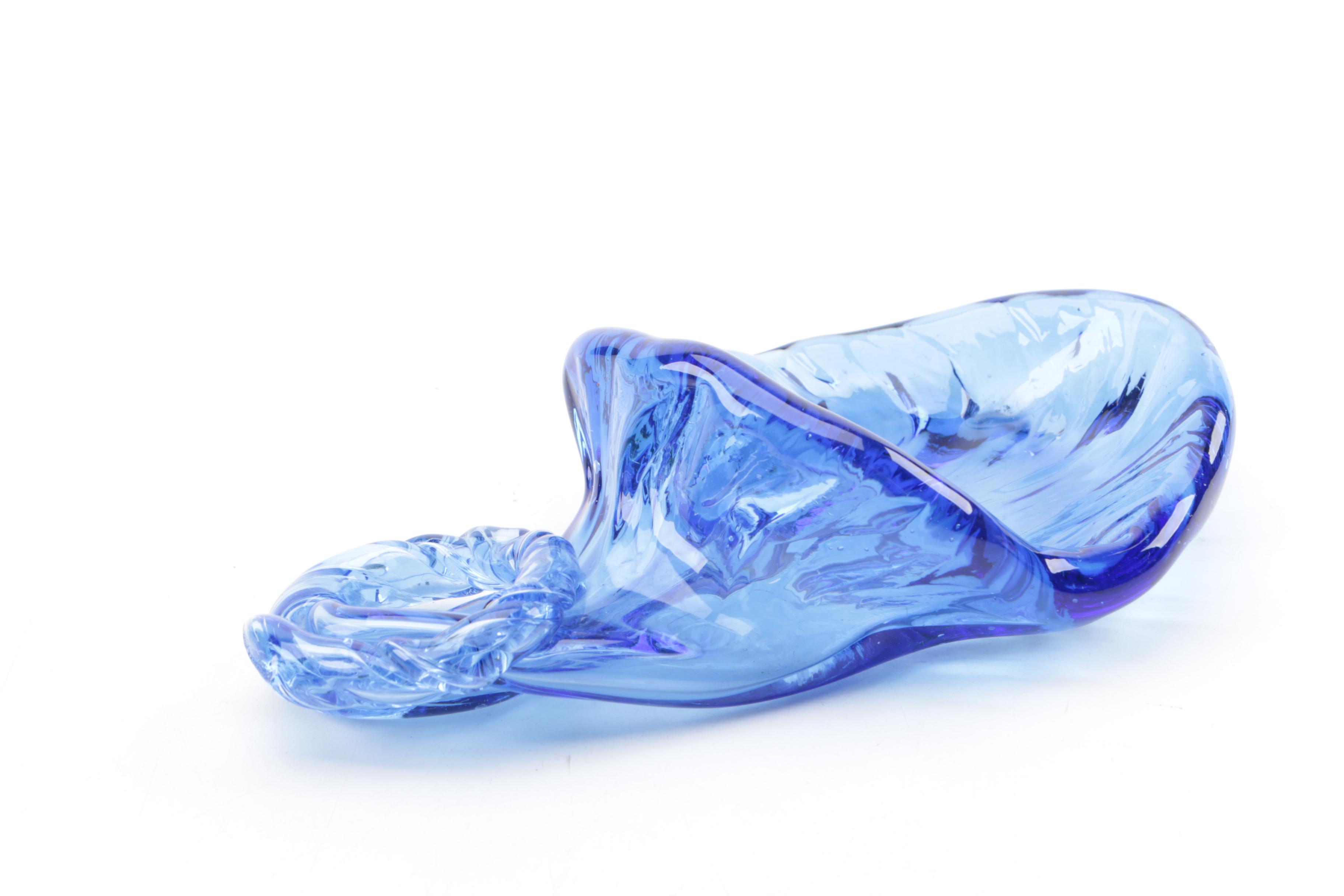 Blue Glassware Including "Beaded Block" Vase by Imperial Glass-Ohio