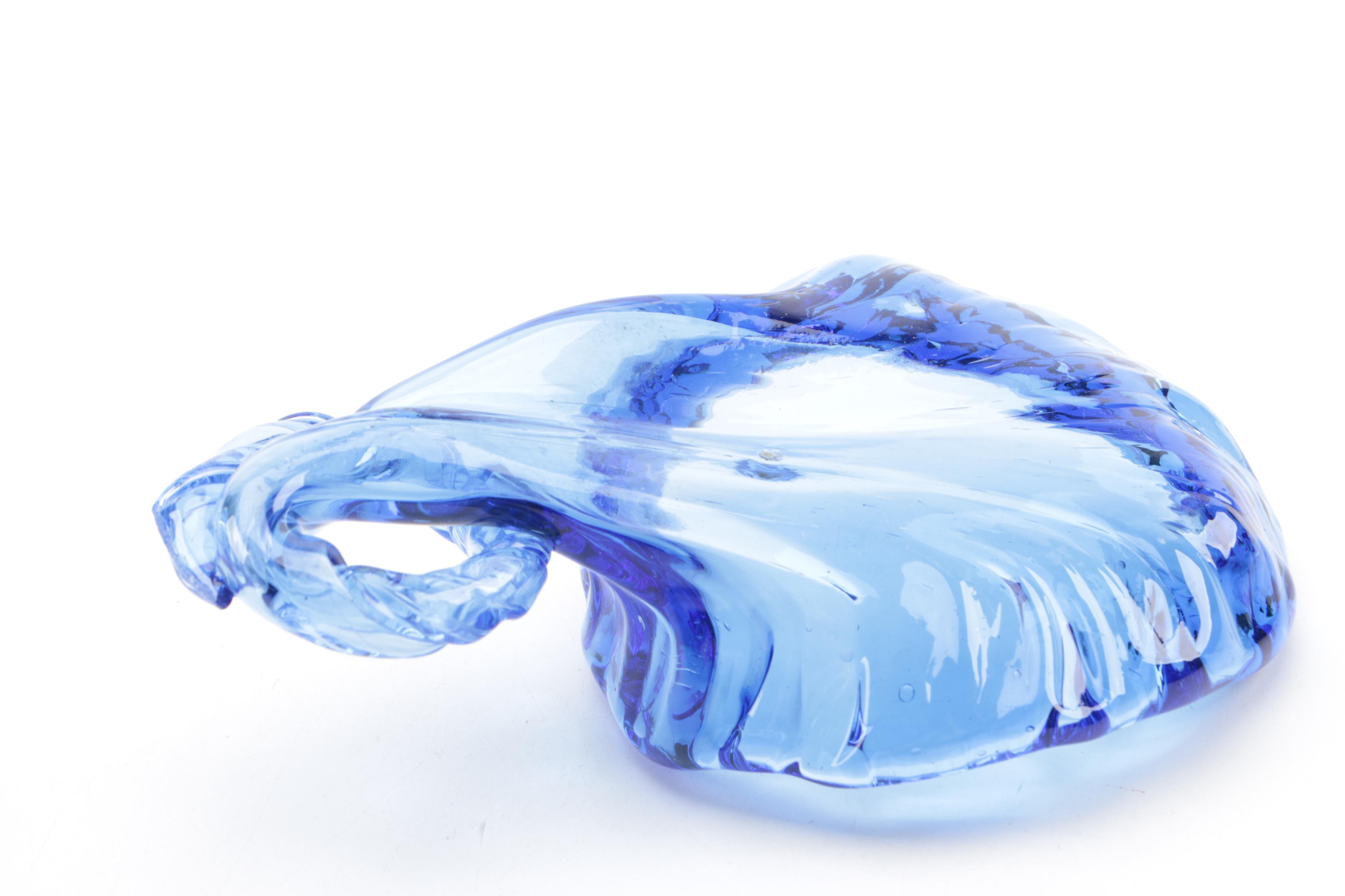 Blue Glassware Including "Beaded Block" Vase by Imperial Glass-Ohio