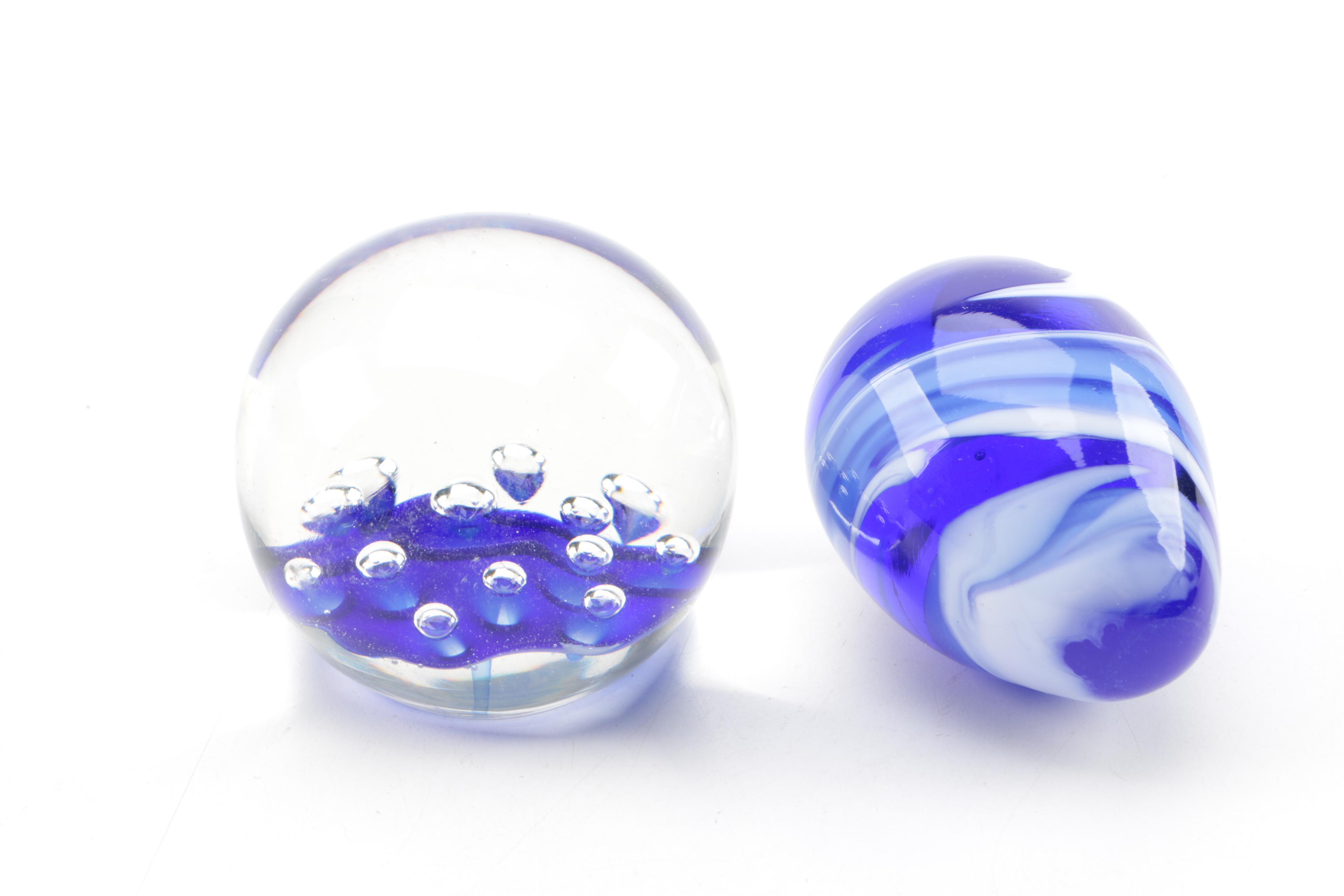 Blue Glassware Including "Beaded Block" Vase by Imperial Glass-Ohio