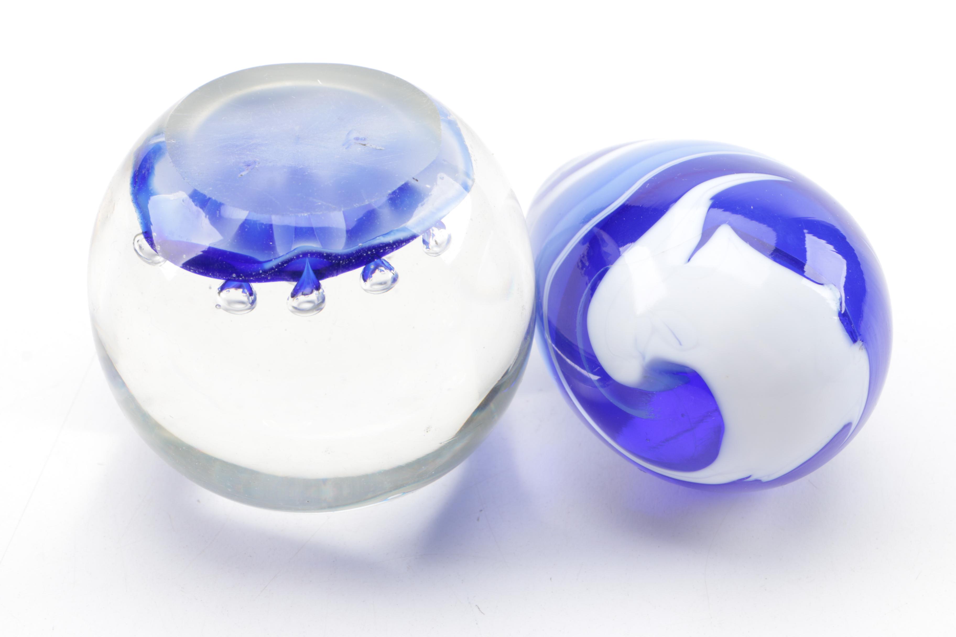 Blue Glassware Including "Beaded Block" Vase by Imperial Glass-Ohio