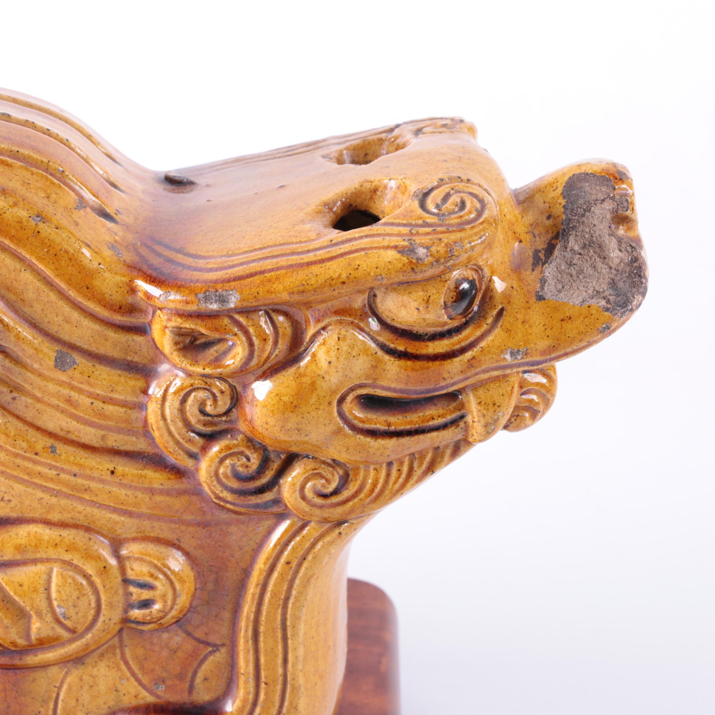 Vintage Chinese Dragon Roof Tile Sculpture