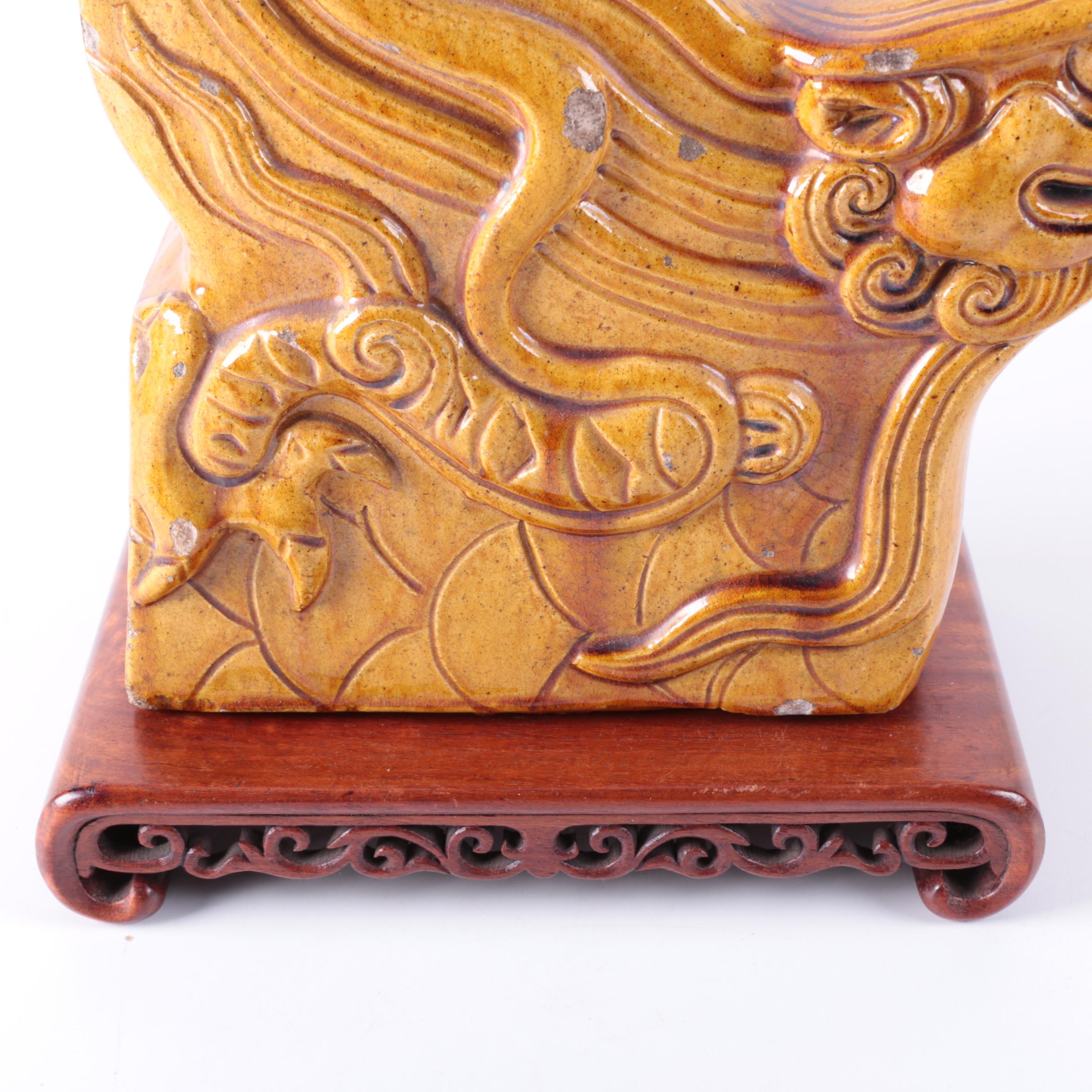 Vintage Chinese Dragon Roof Tile Sculpture