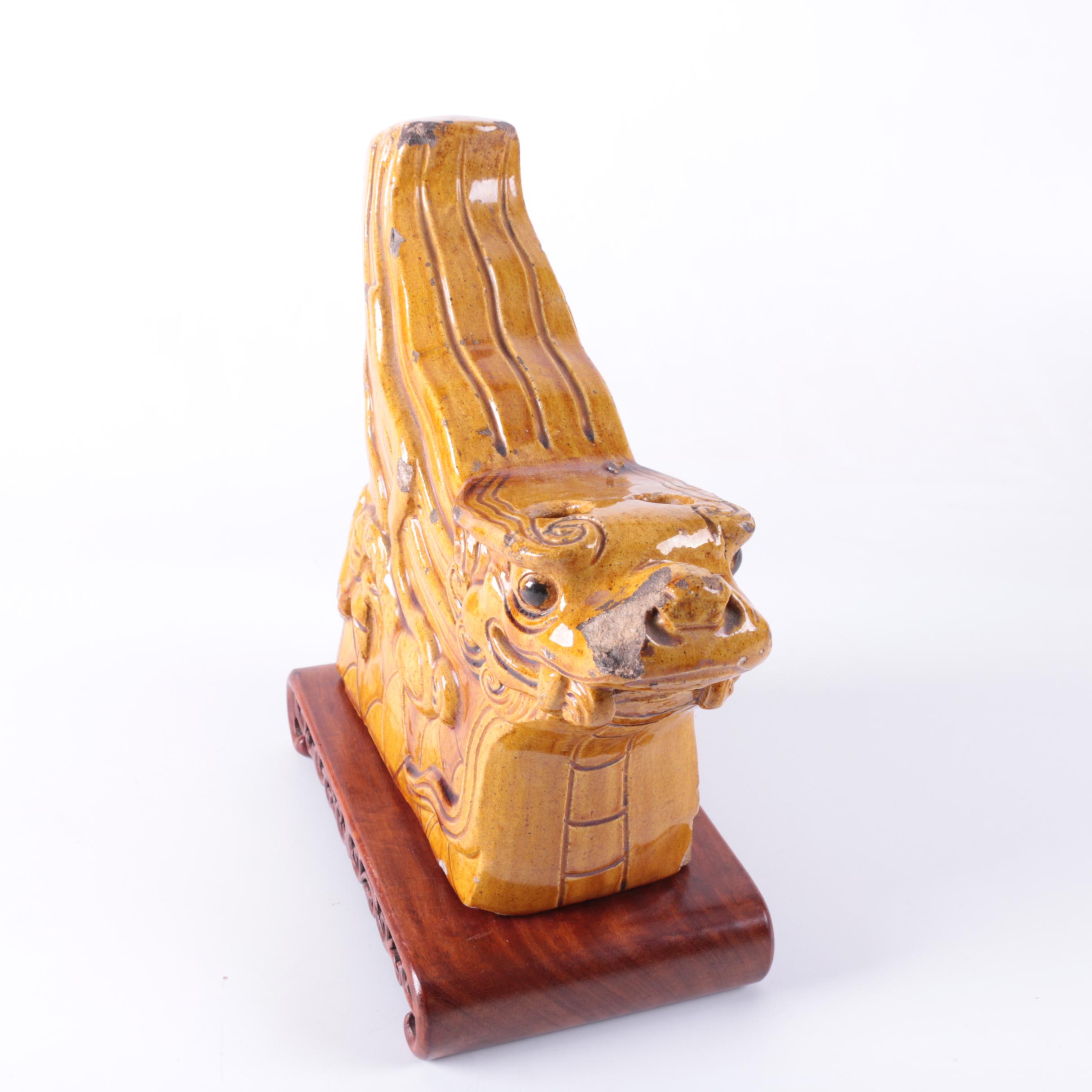 Vintage Chinese Dragon Roof Tile Sculpture