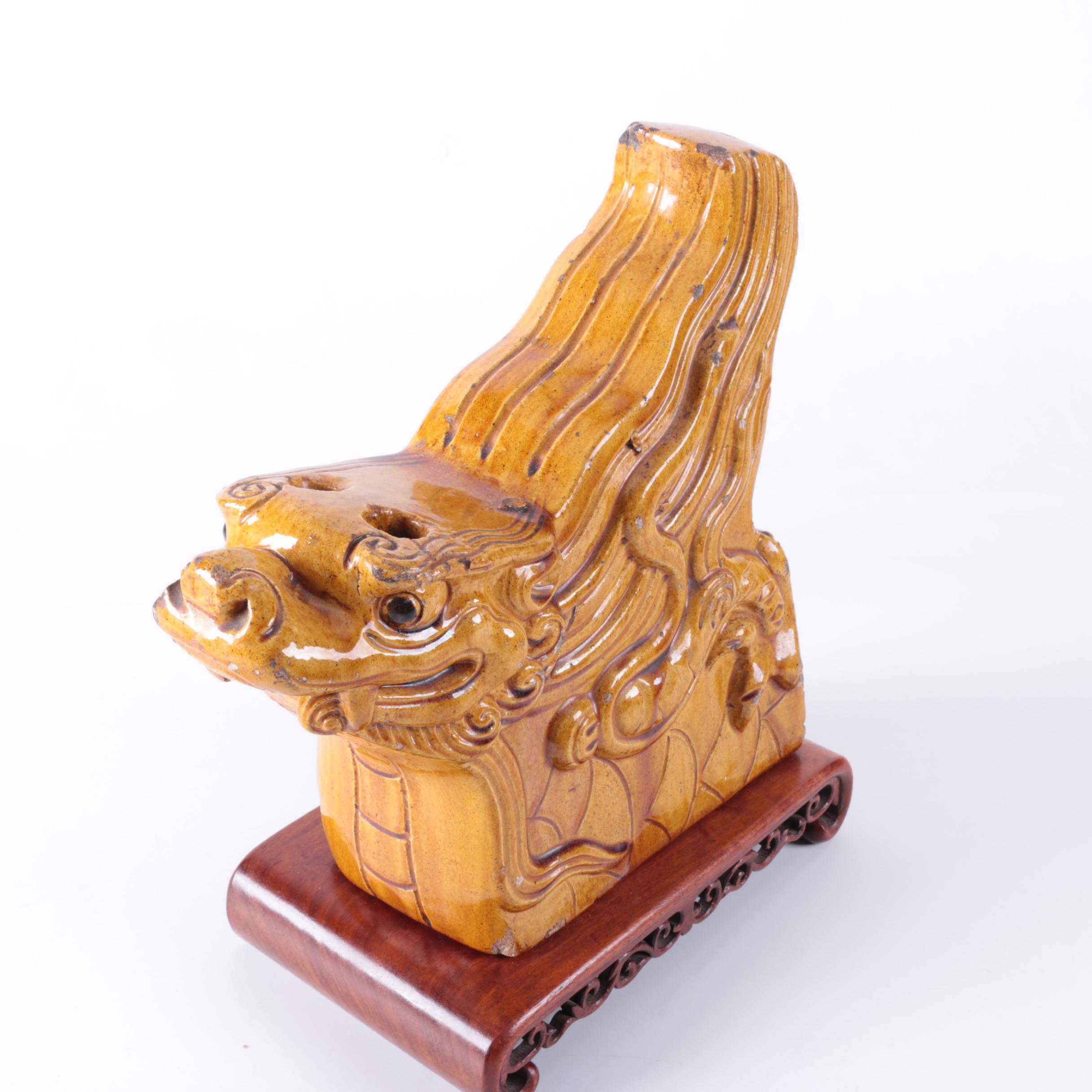 Vintage Chinese Dragon Roof Tile Sculpture