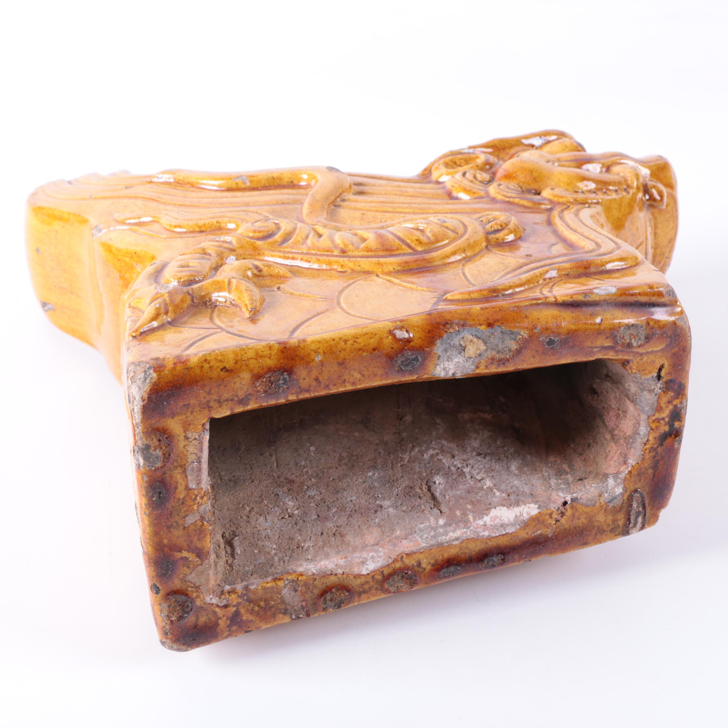 Vintage Chinese Dragon Roof Tile Sculpture