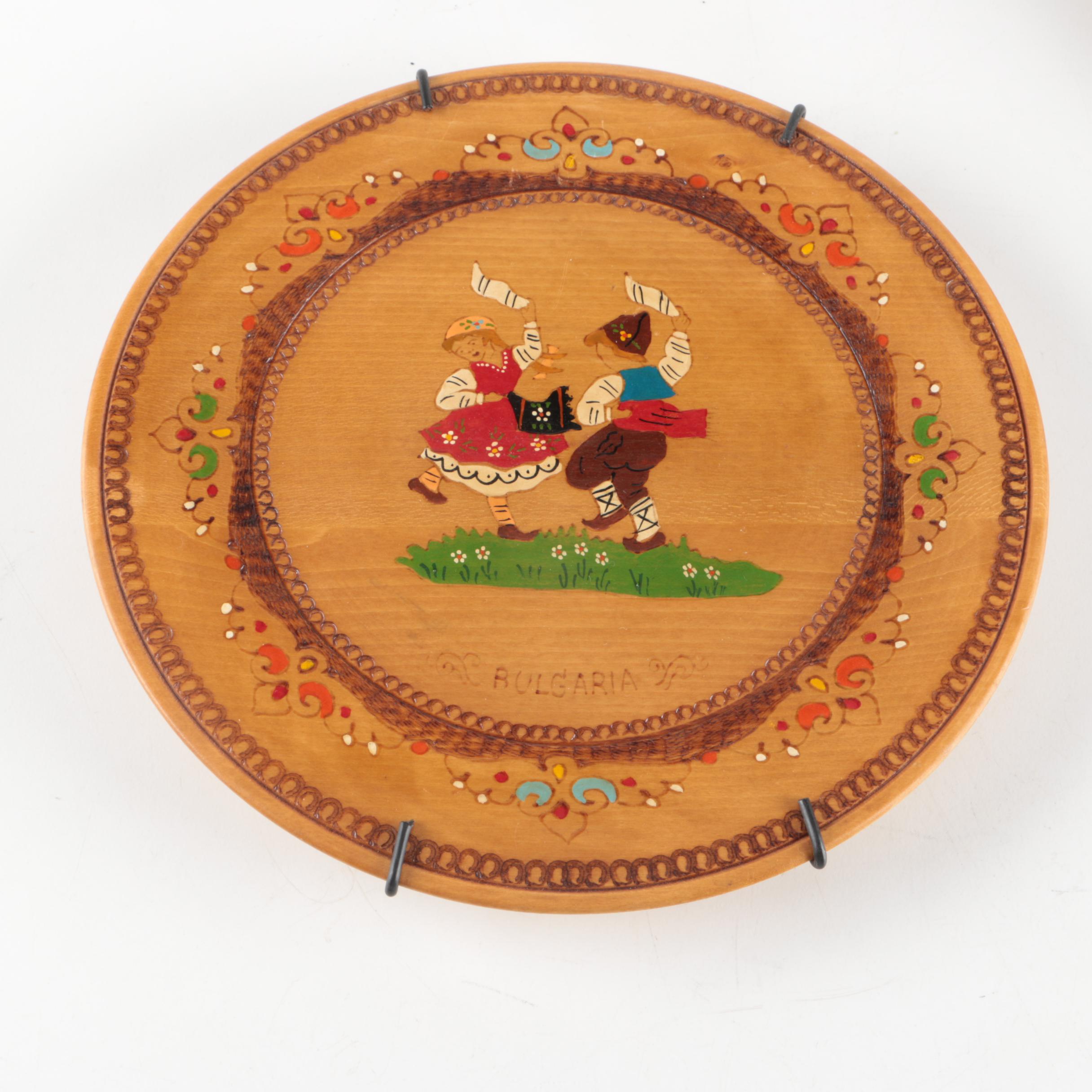 Hand-Painted Wooden Decorative Plates from Bulgaria and Slovenia