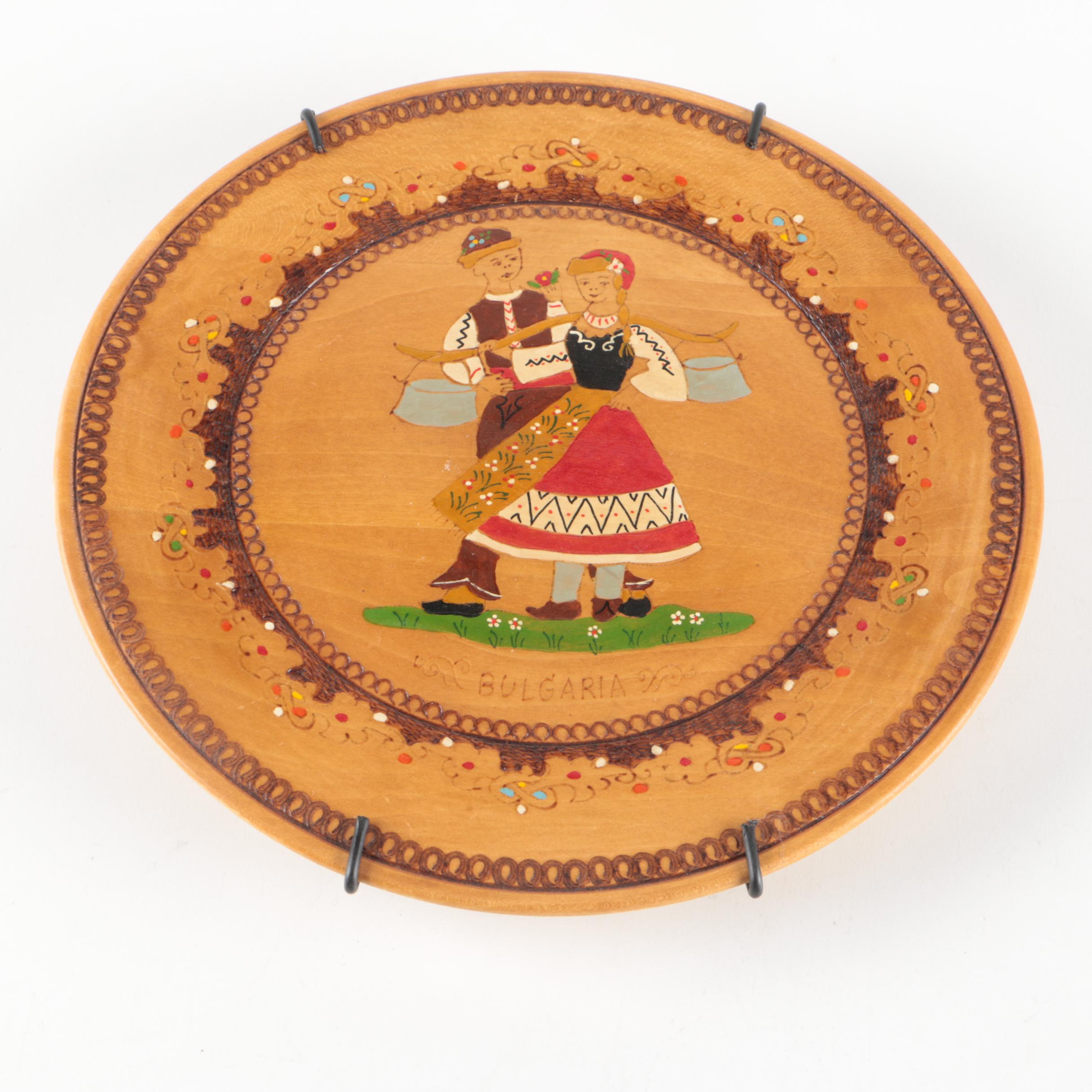 Hand-Painted Wooden Decorative Plates from Bulgaria and Slovenia