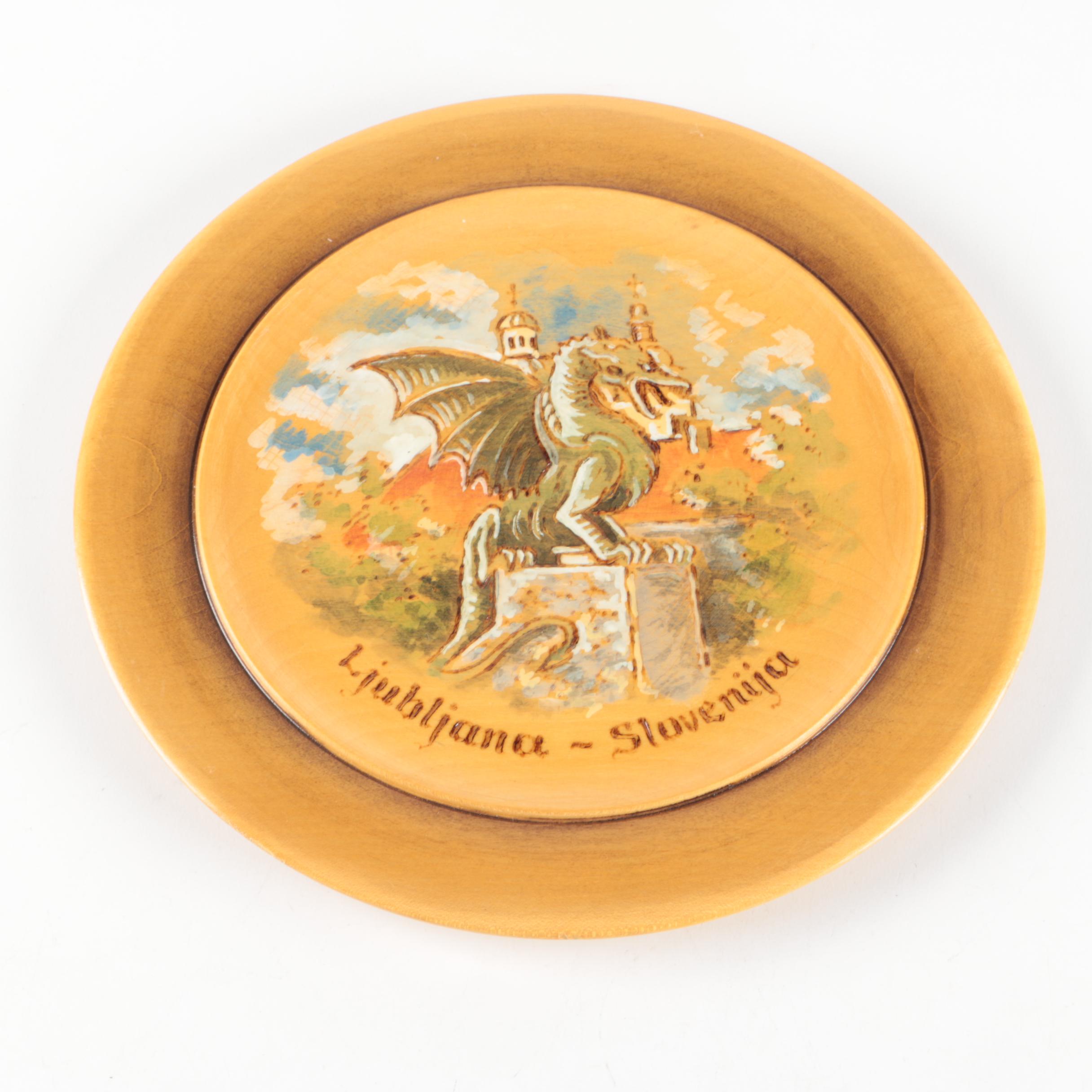 Hand-Painted Wooden Decorative Plates from Bulgaria and Slovenia