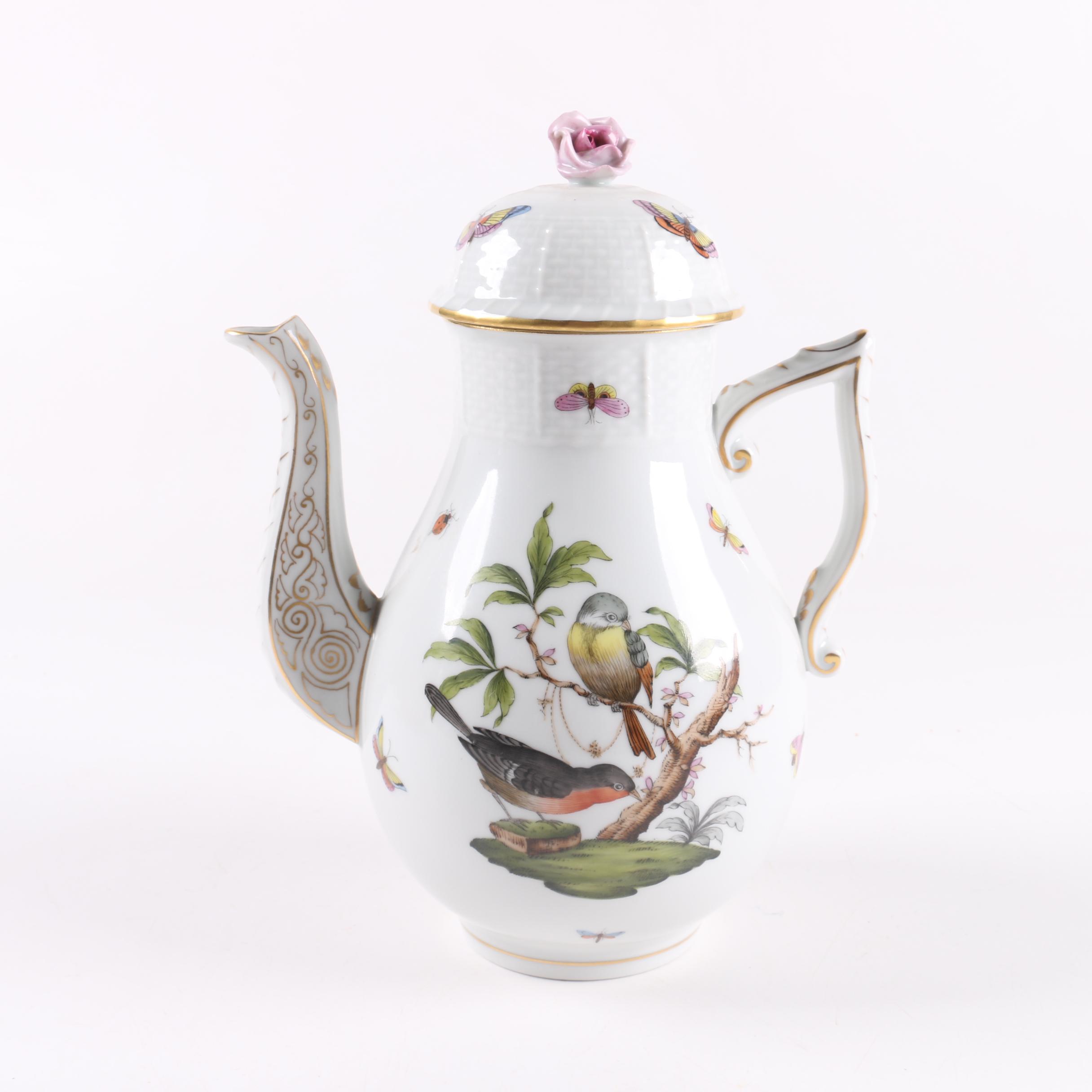 Herend Hungary "Rothschild Bird" Coffee Pot and Lids