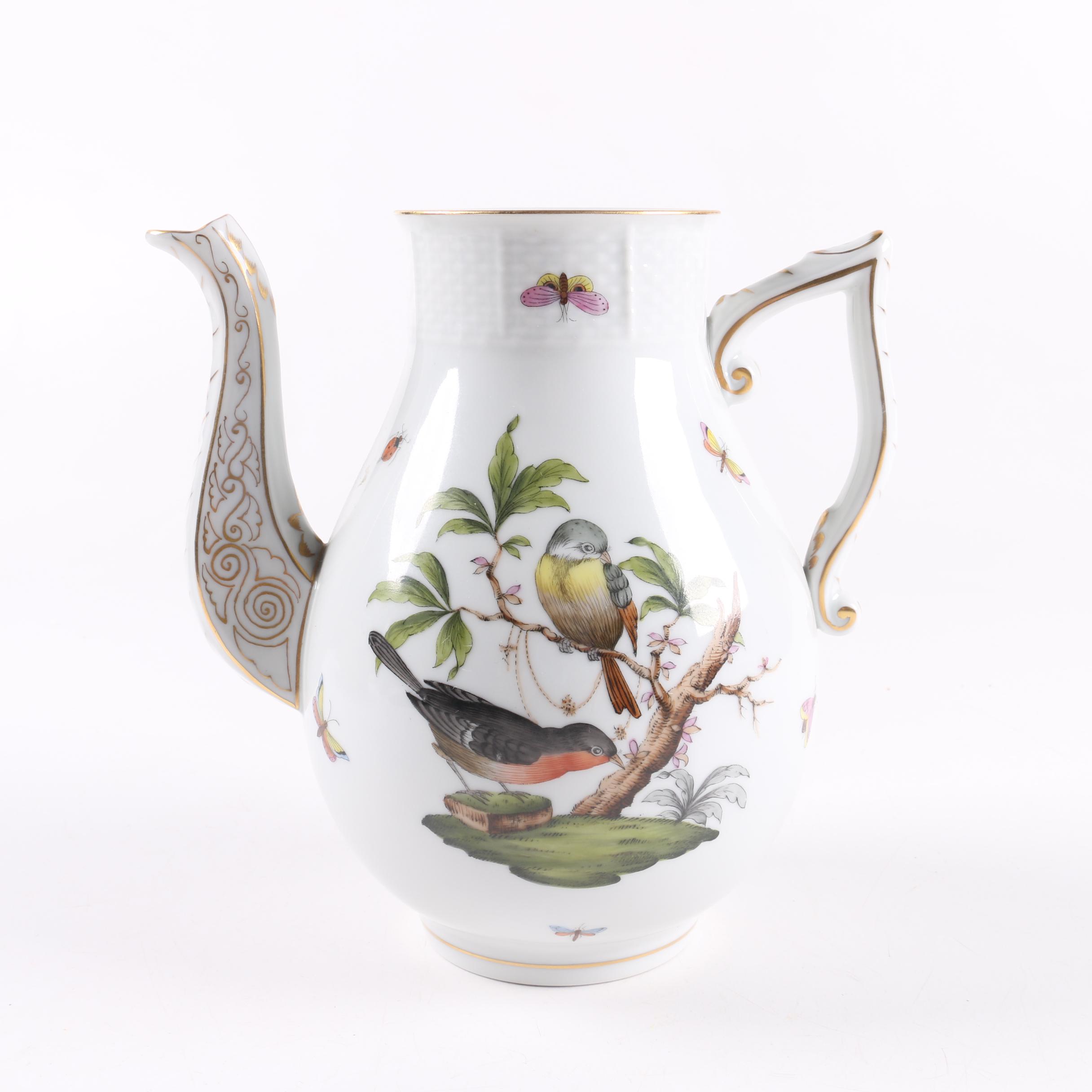 Herend Hungary "Rothschild Bird" Coffee Pot and Lids
