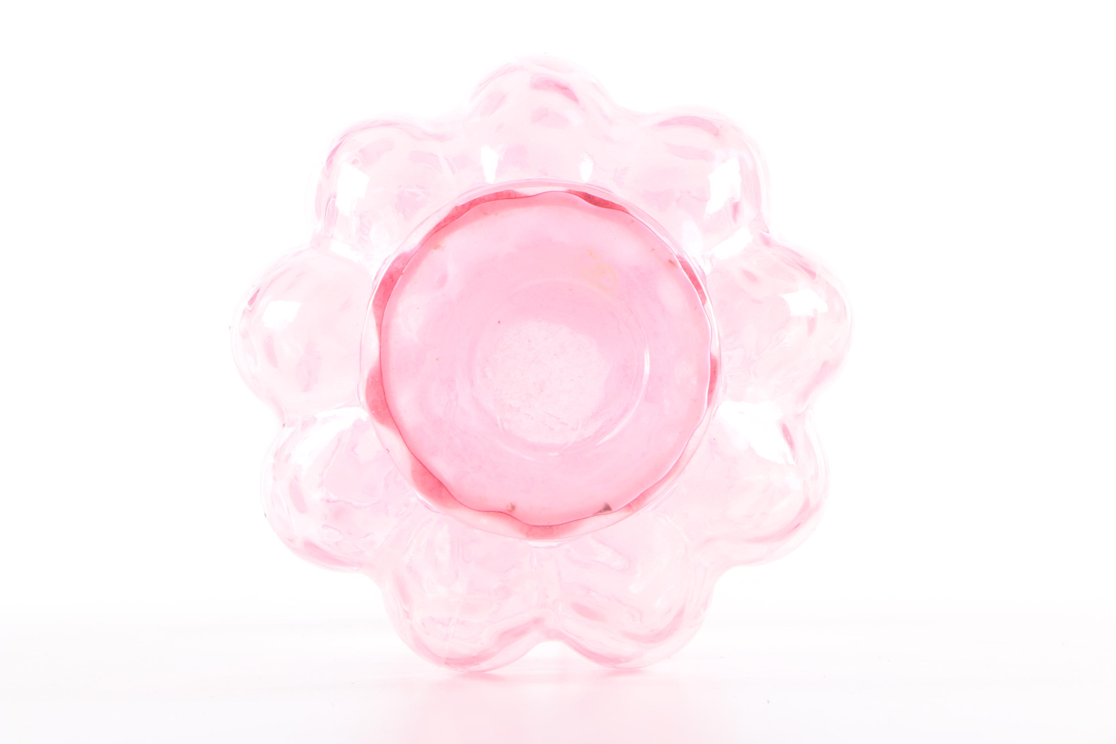 Fenton Style Pink Glass Pitchers and Vase