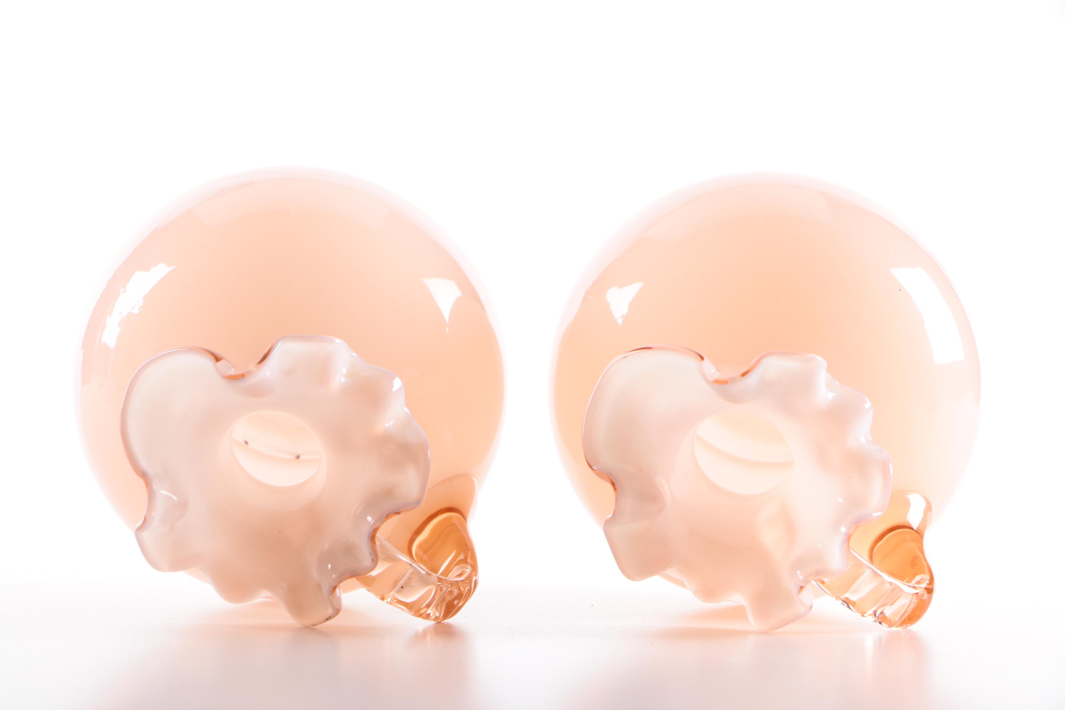 Fenton Style Pink Glass Pitchers and Vase