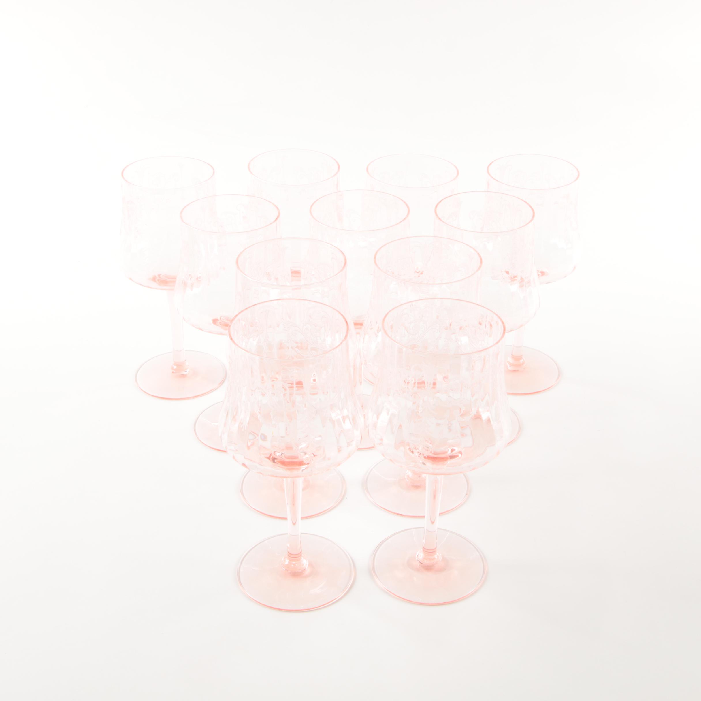 Pink Depression Glass Wine Glasses