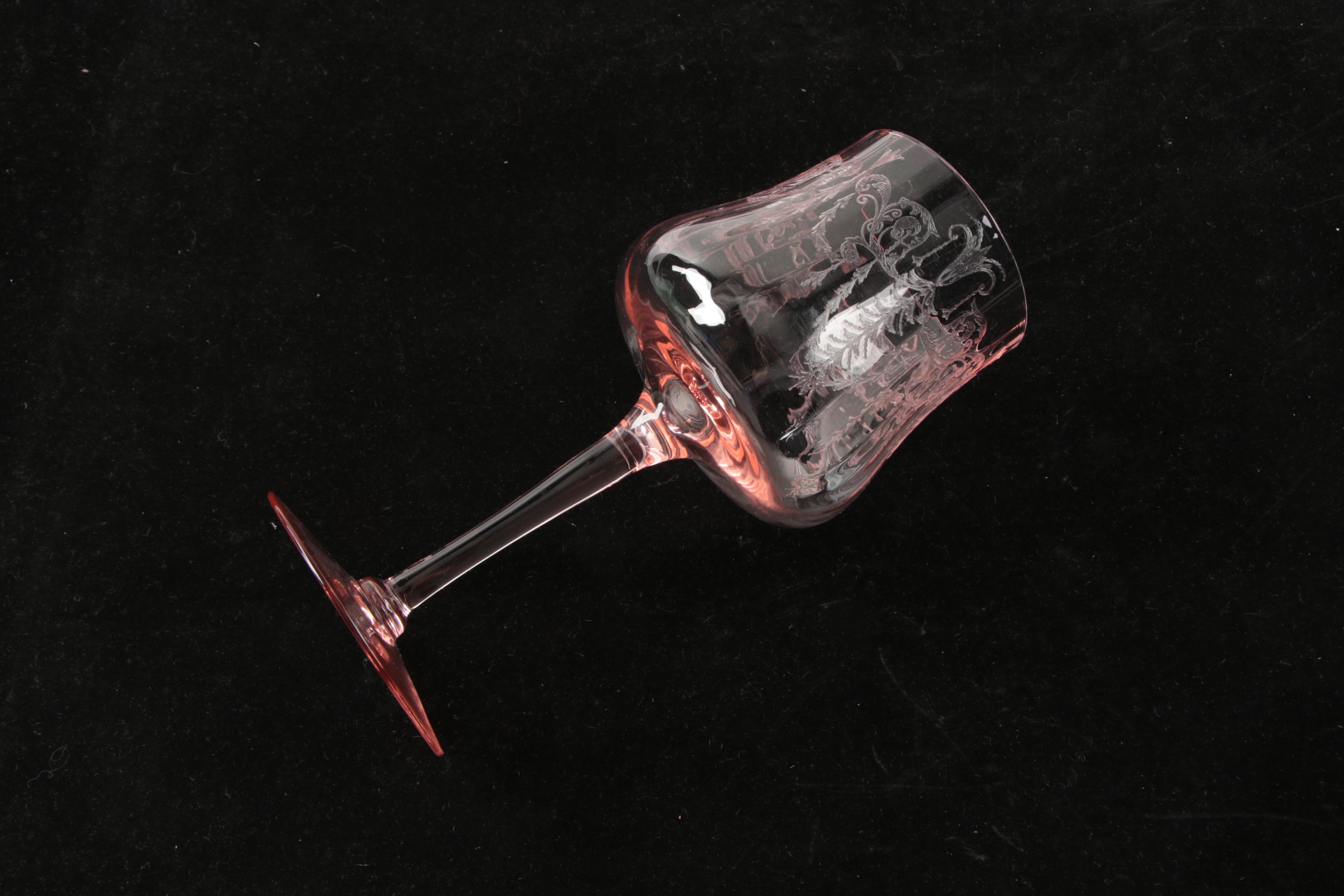 Pink Depression Glass Wine Glasses