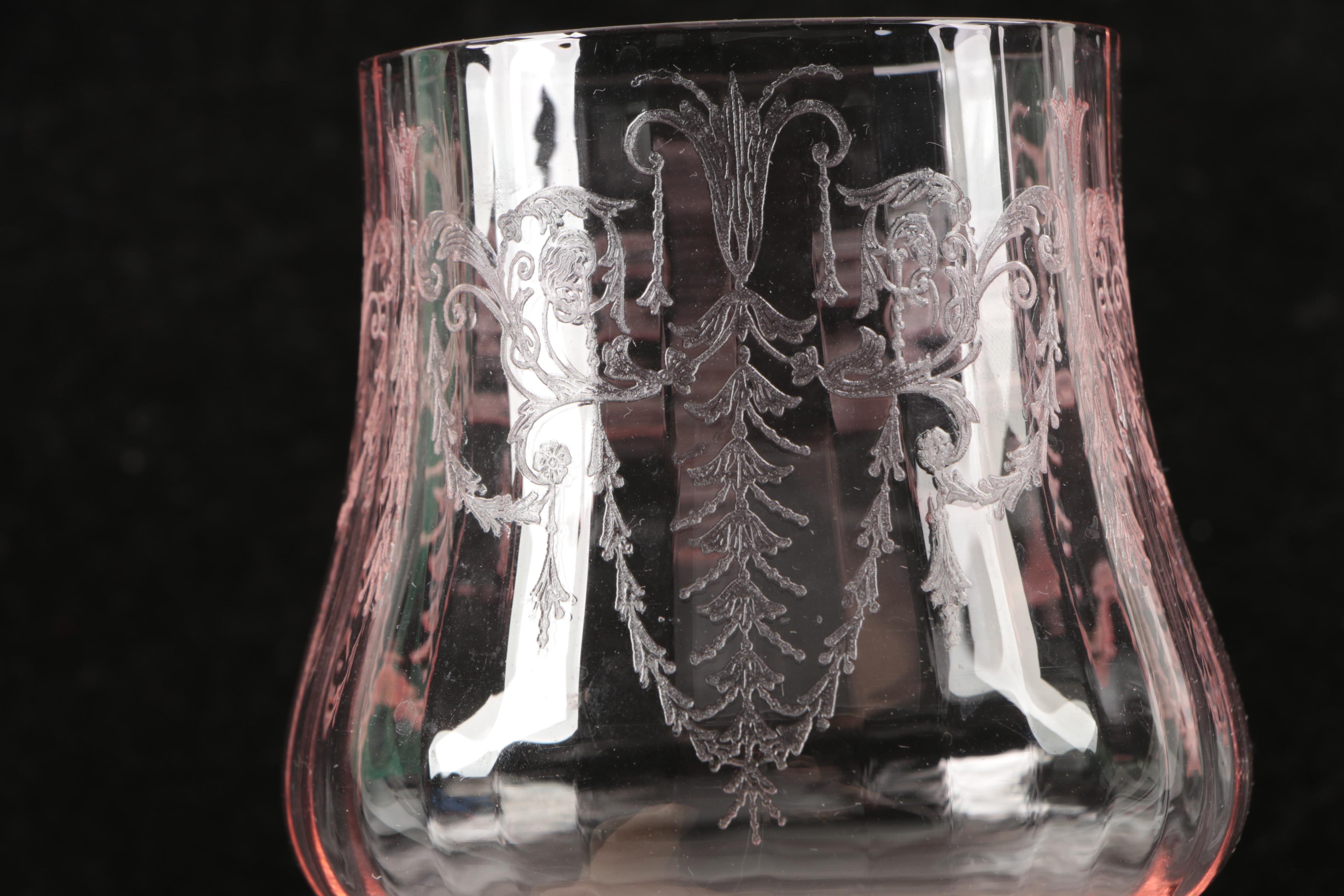 Pink Depression Glass Wine Glasses