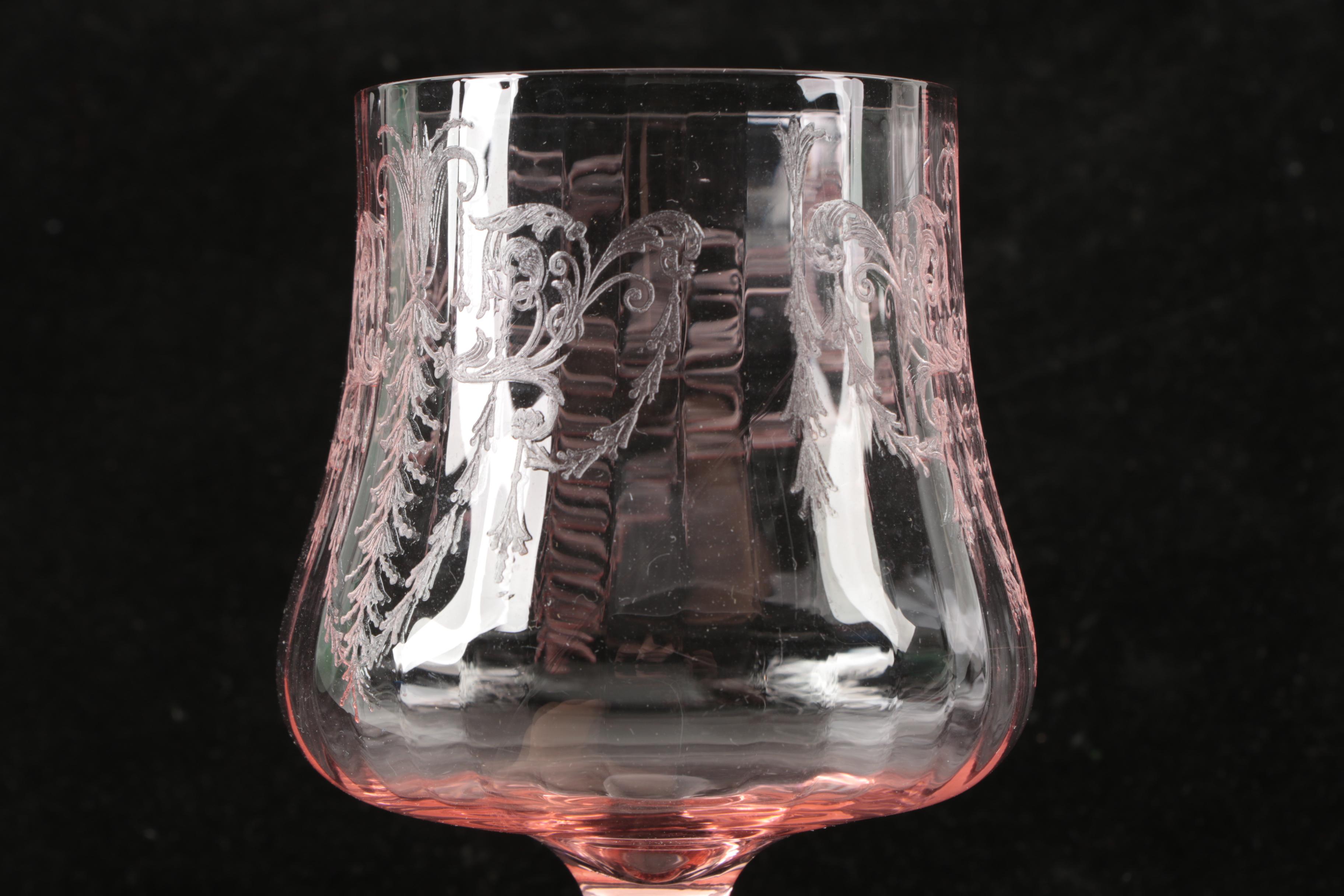 Pink Depression Glass Wine Glasses