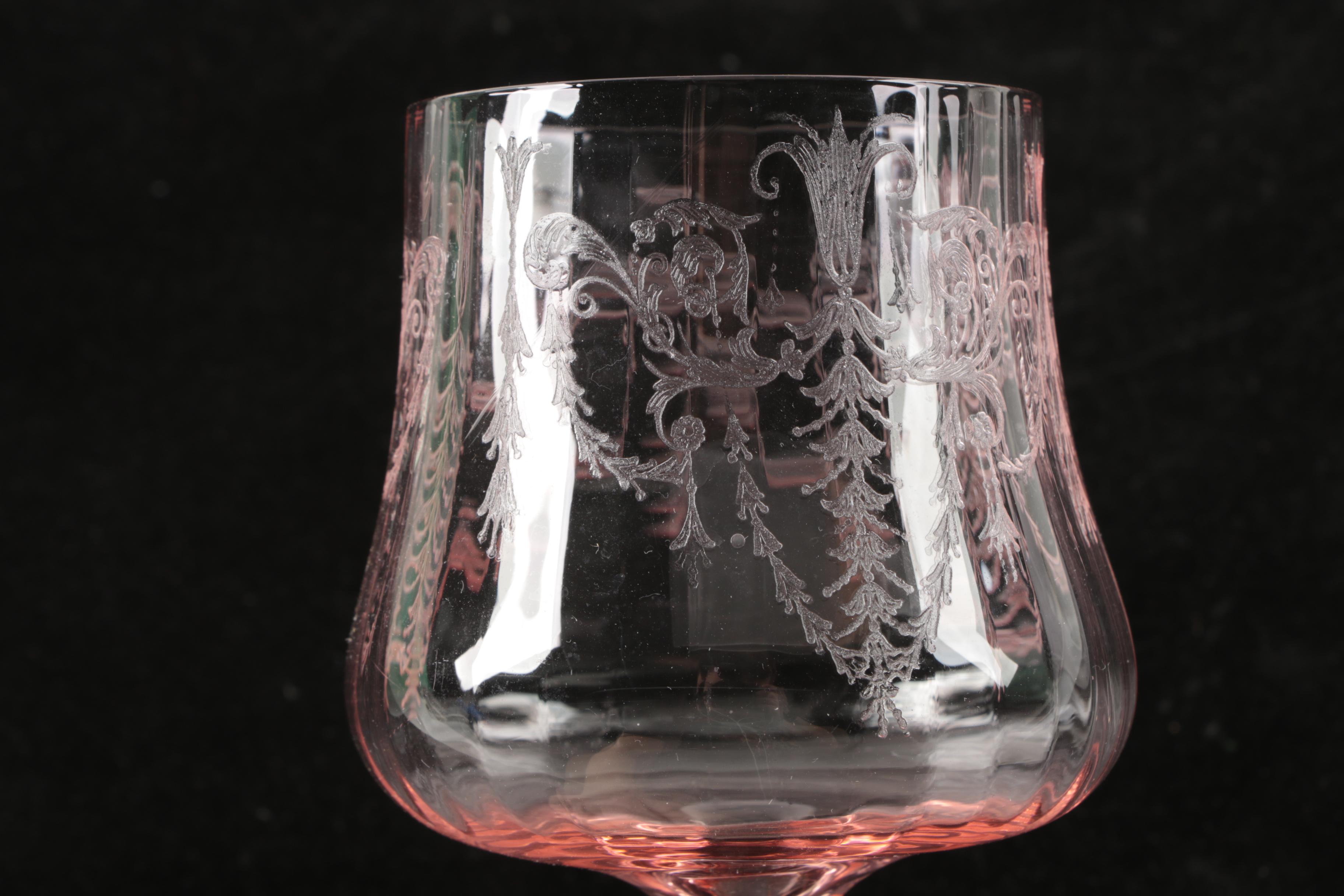 Pink Depression Glass Wine Glasses