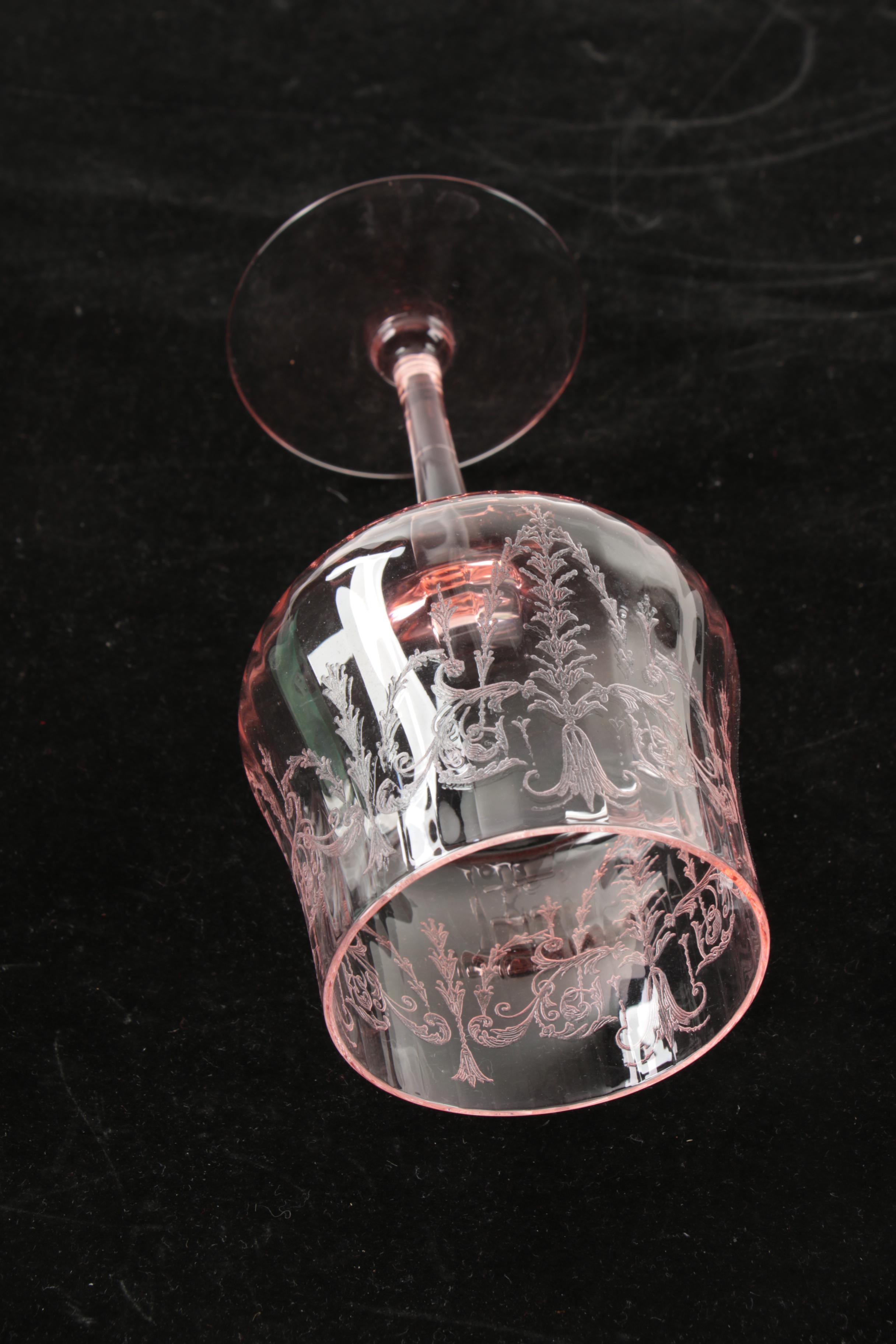 Pink Depression Glass Wine Glasses