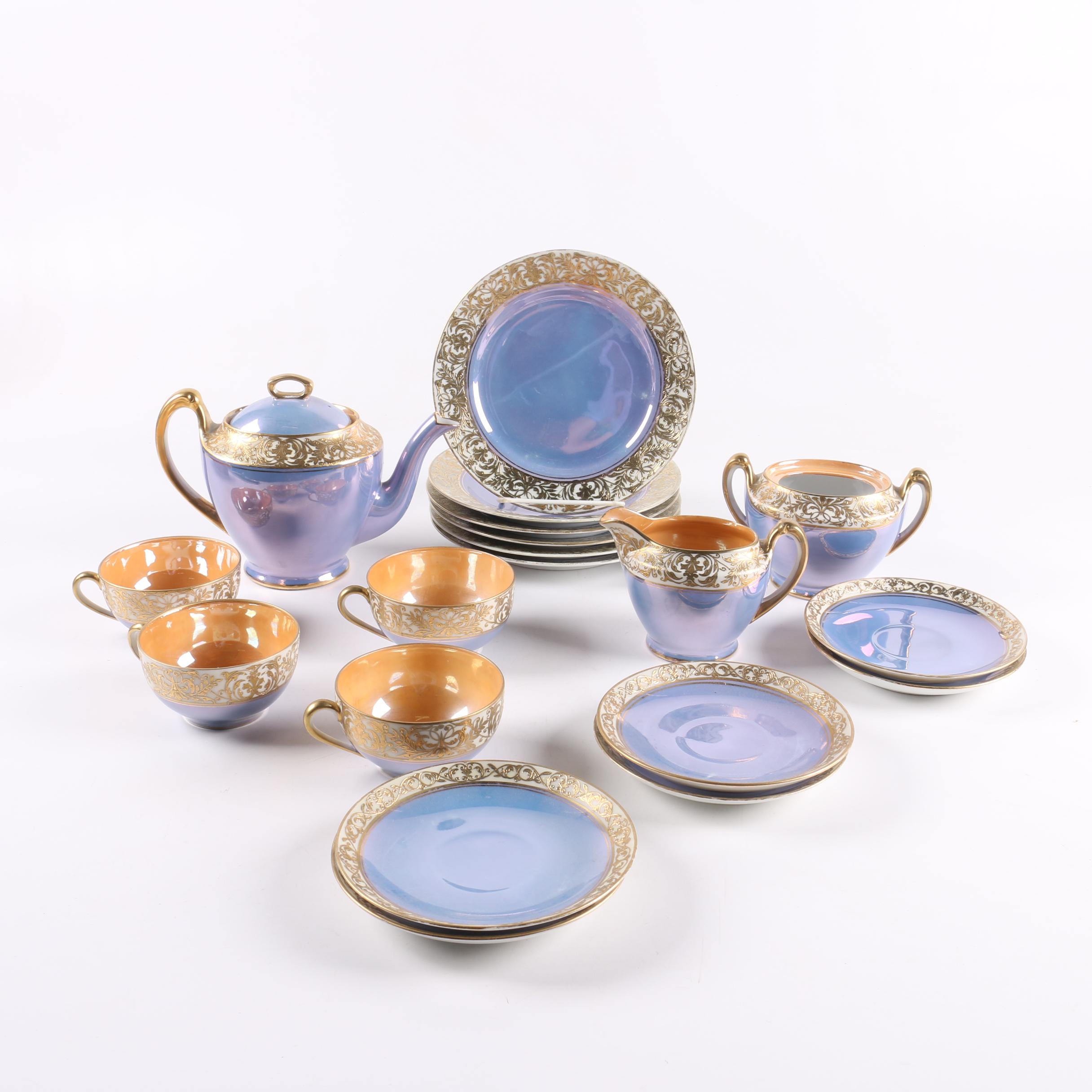 Noritake Blue and Orange Lustreware Tableware