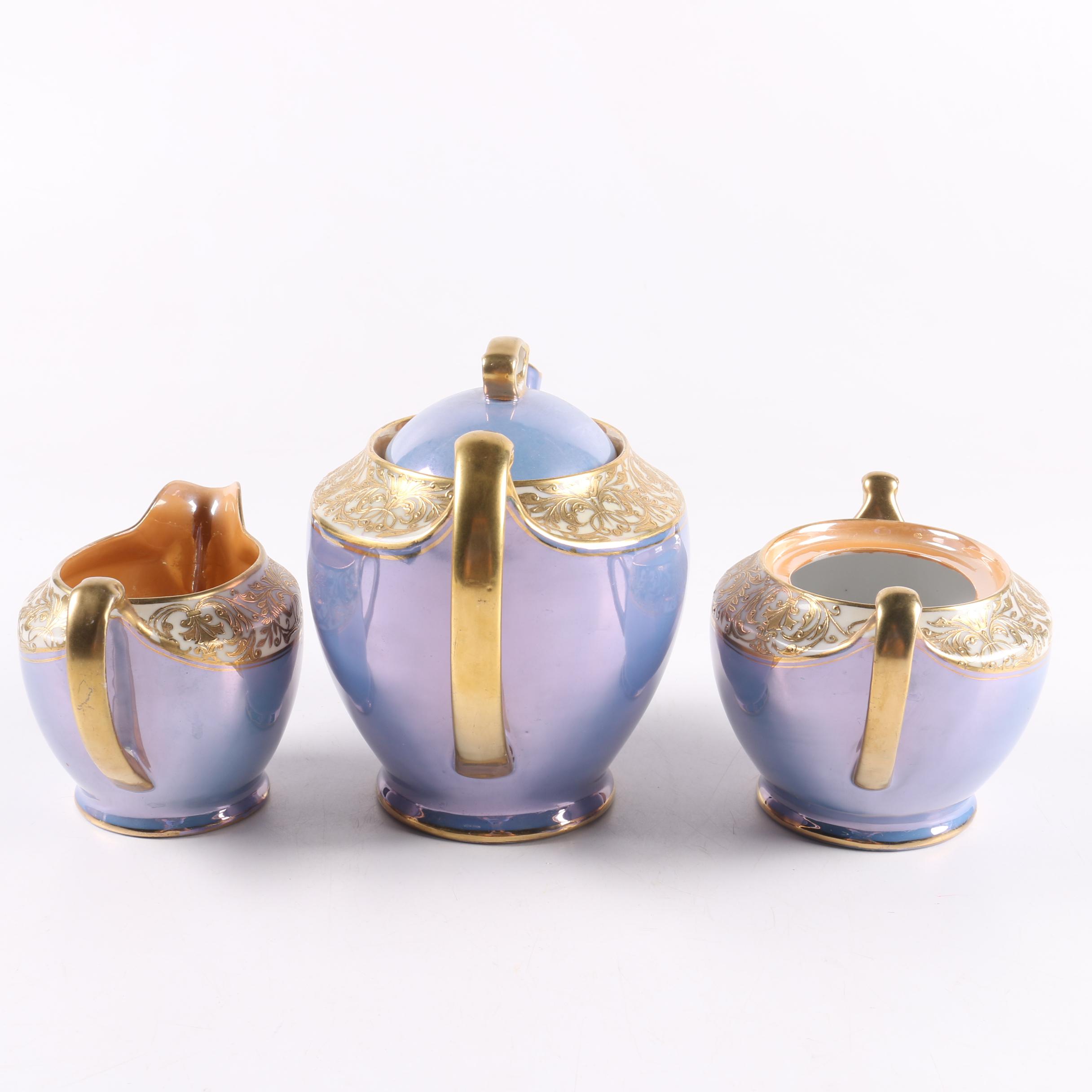 Noritake Blue and Orange Lustreware Tableware