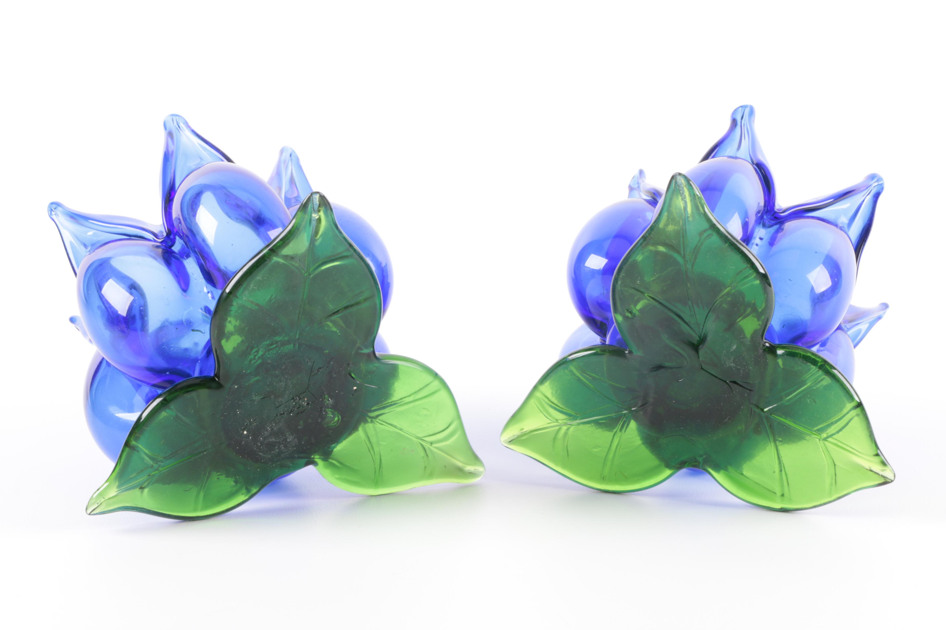 Blown Glass Floriform Candle Holders