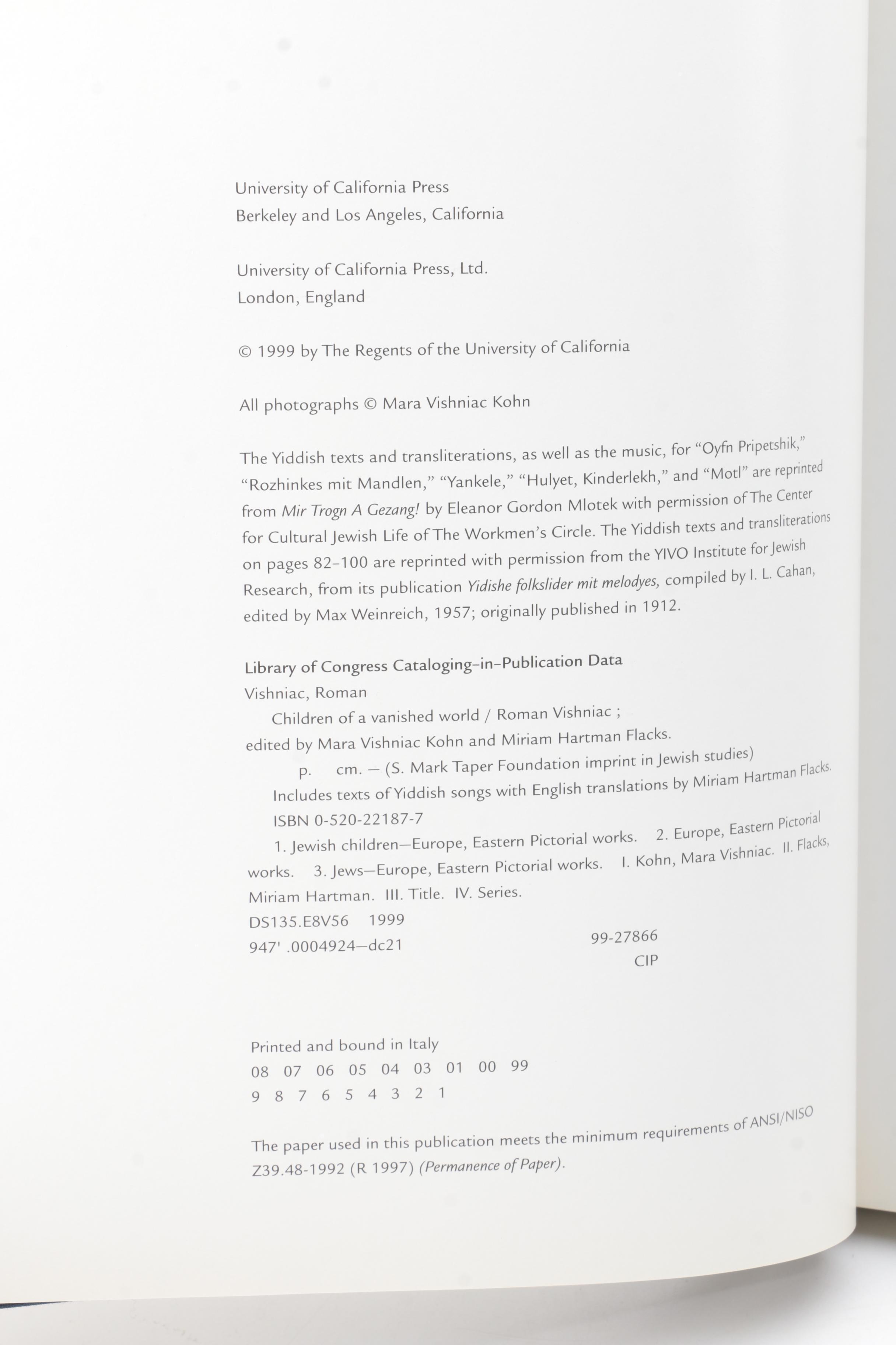 1999 "Children of a Vanished World" and "The Jews of Cracow"