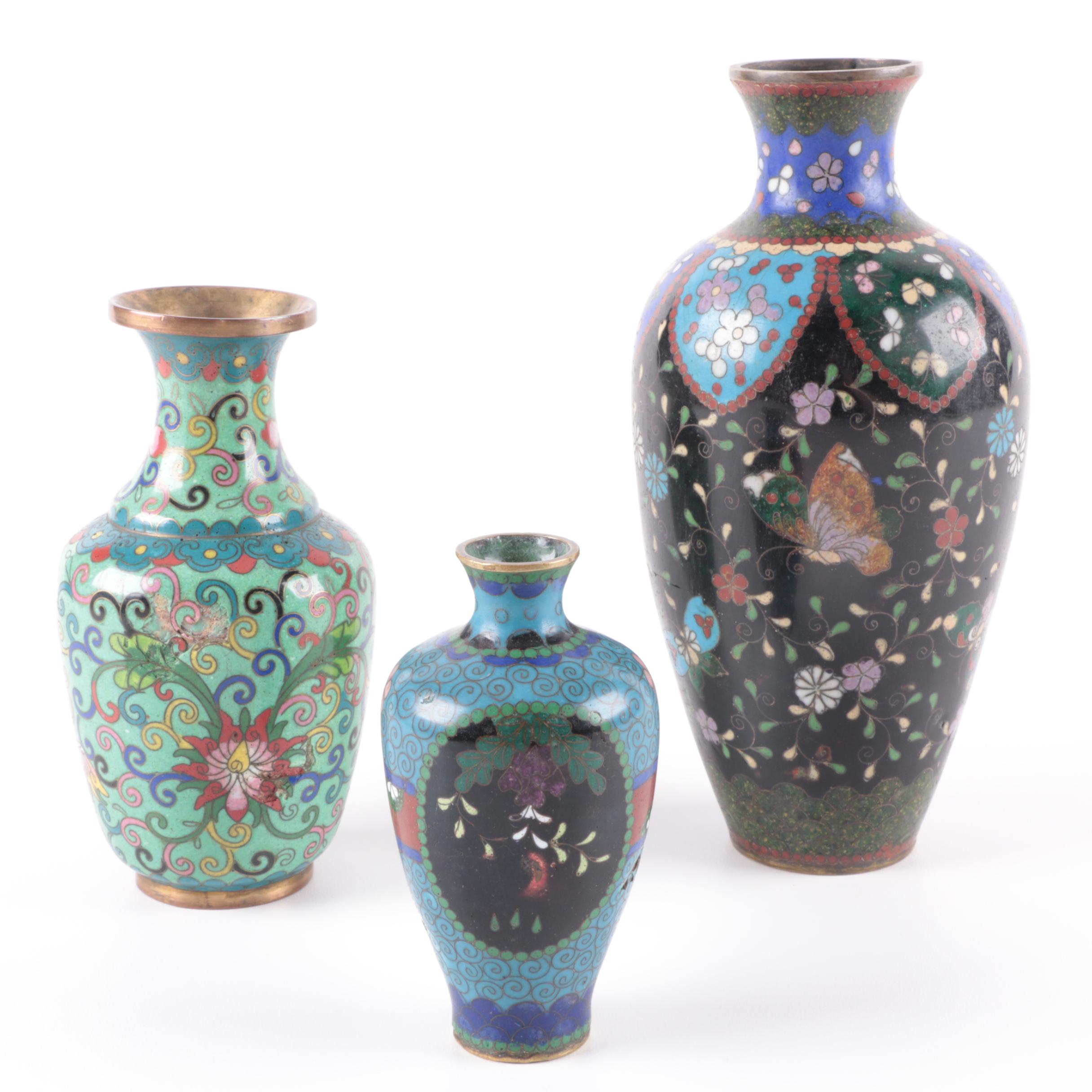 Three Chinese Cloisonné Vases