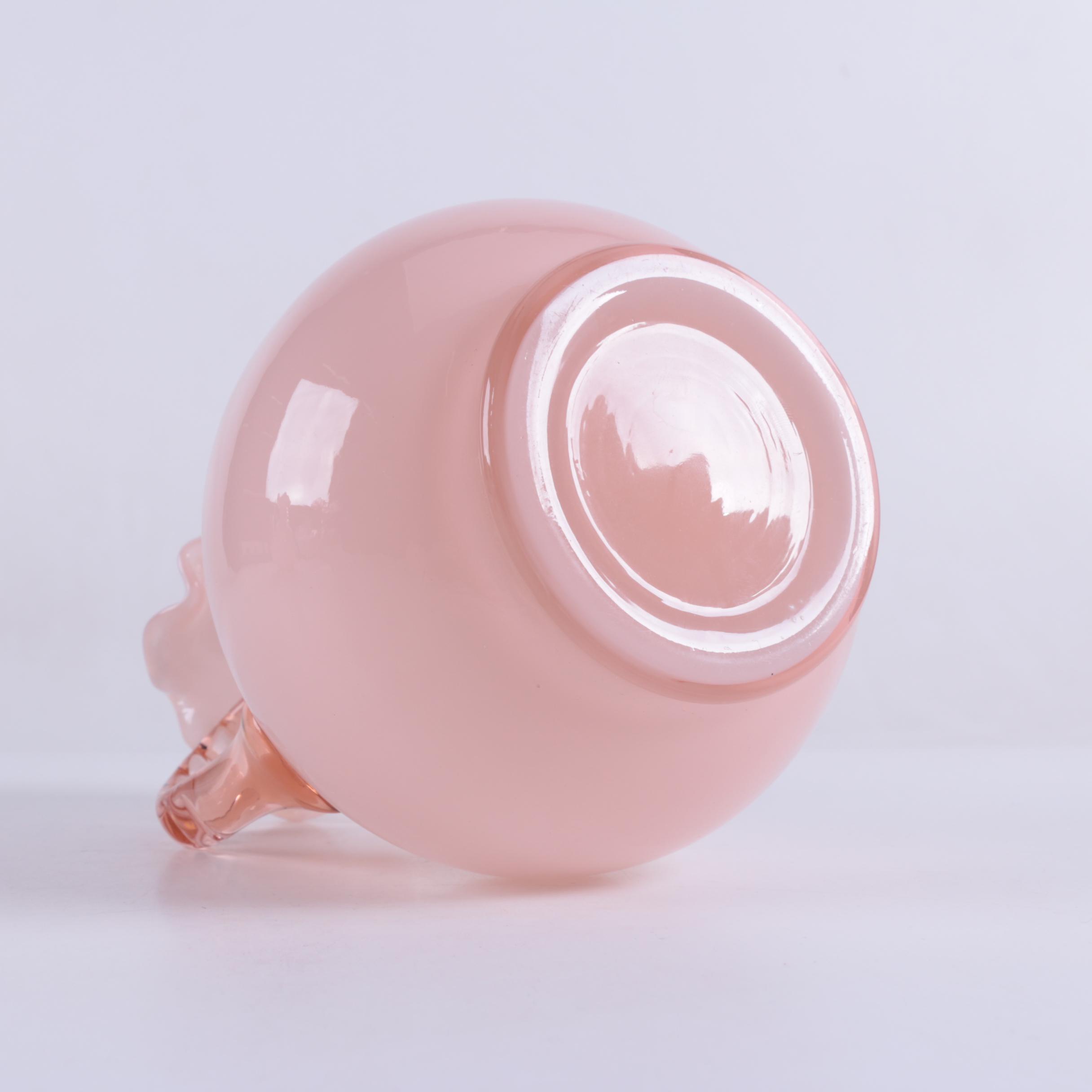 Fenton Style Pink Glass Pitchers and Vase