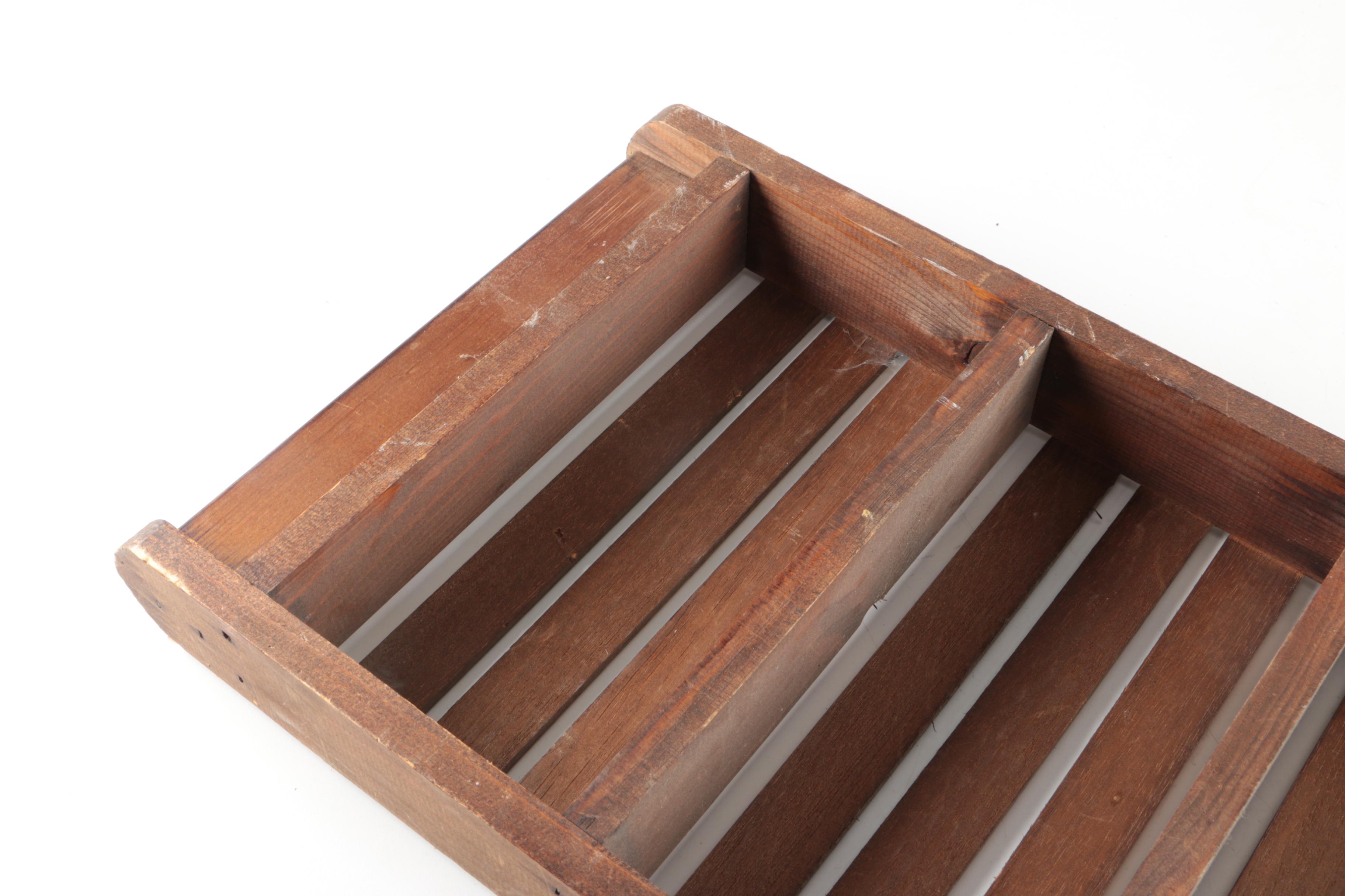 Rustic Wooden Slat Shelf, Frame and Wall Art