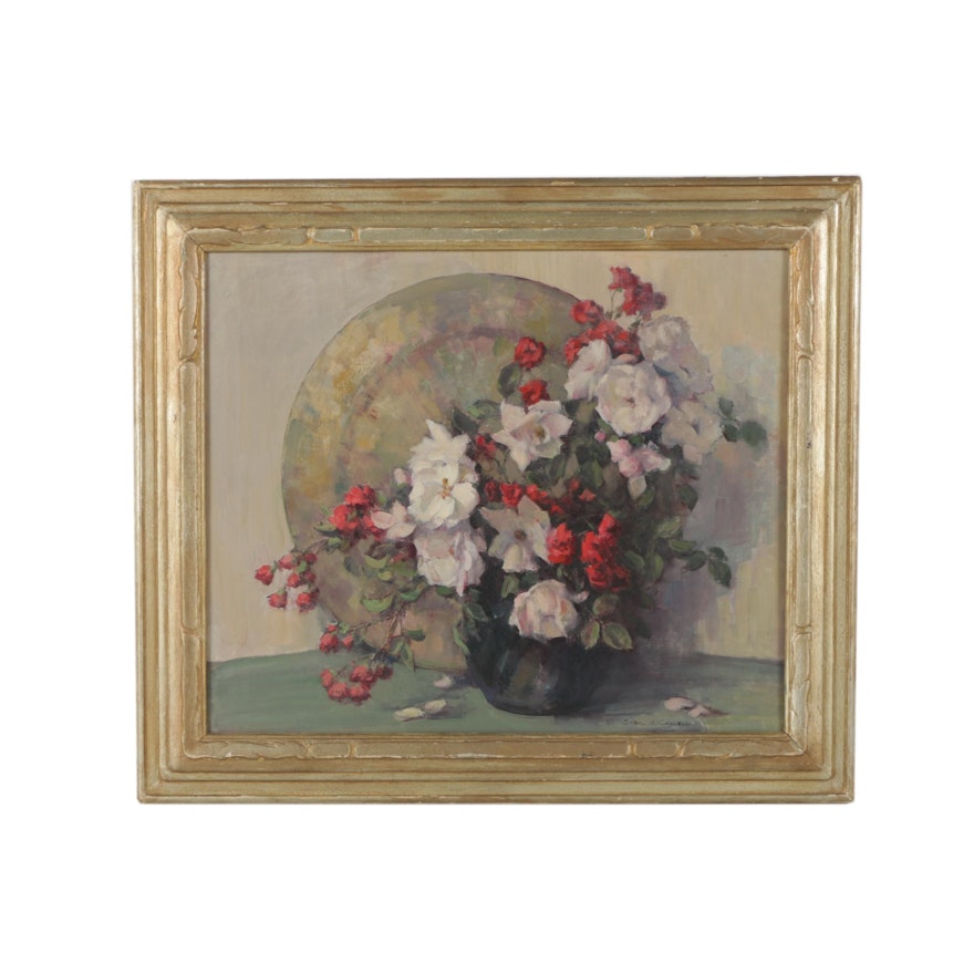 Sybil H. Connell Oil Painting "Old Fashioned Roses"