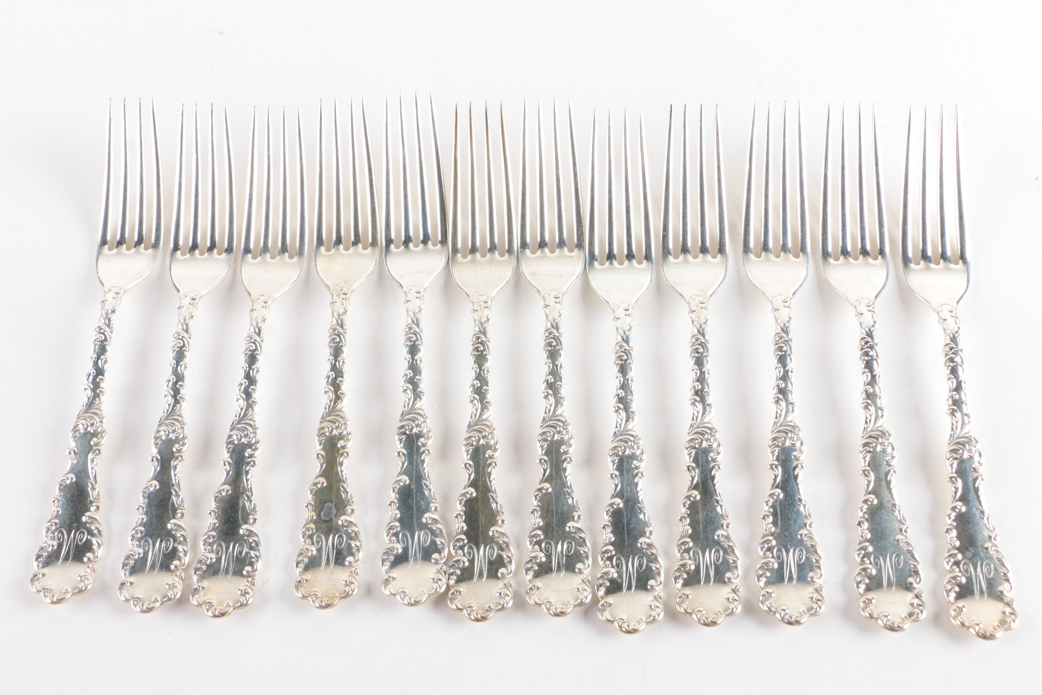 R. Wallace & Sons "Waverly" and Frank M. Whiting Co. "Crystal" Sterling Flatware