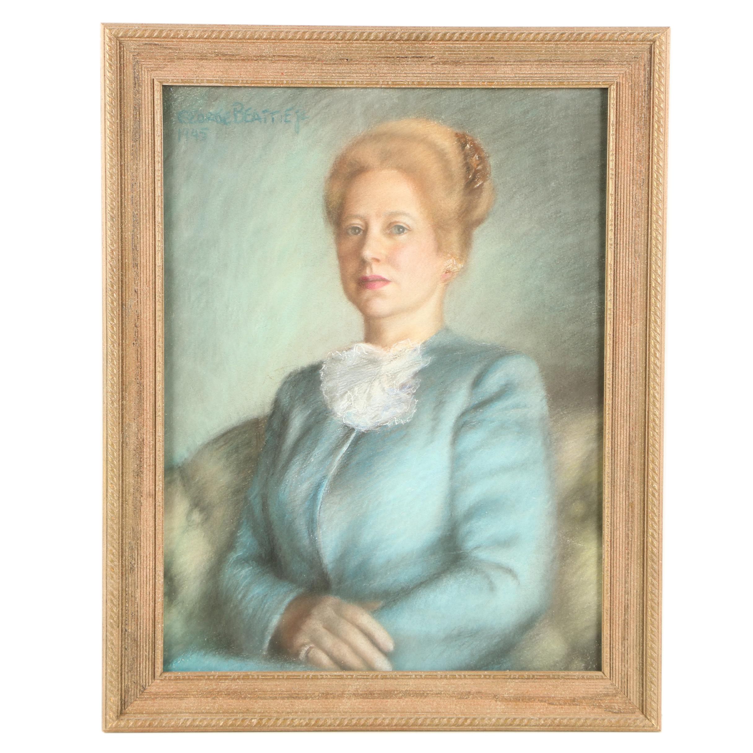 1945 George Beattie, Jr. Pastel Portrait of a Woman