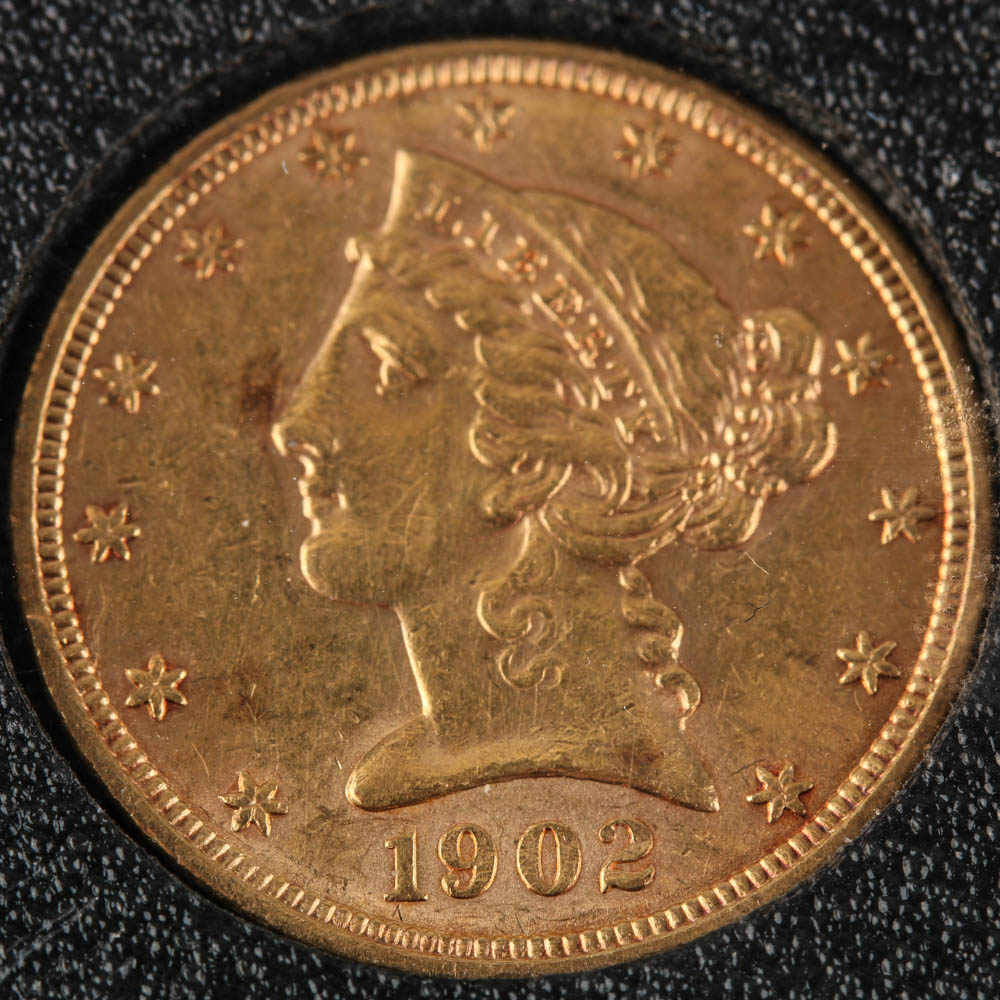 1902 Liberty Head $5 Half Eagle Gold Coin