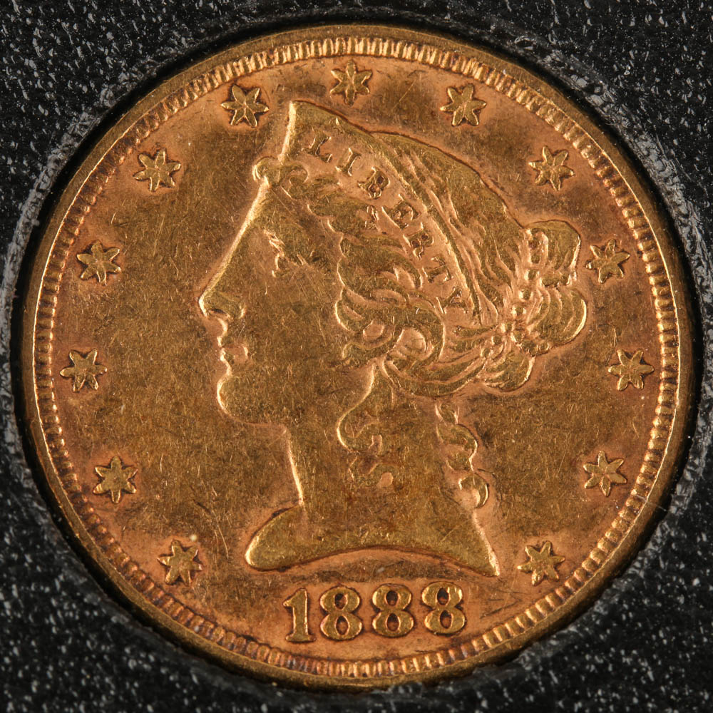 1888 Liberty Head $5 Half Eagle Gold Coin