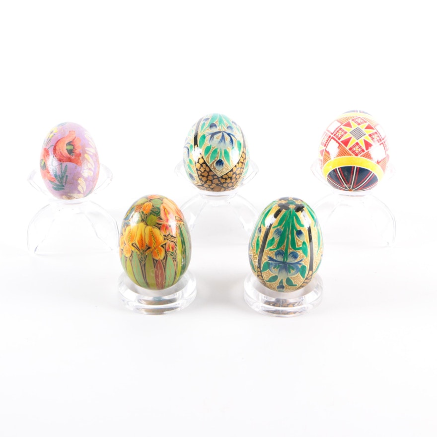 Hand Painted Natural and Wood Eggs
