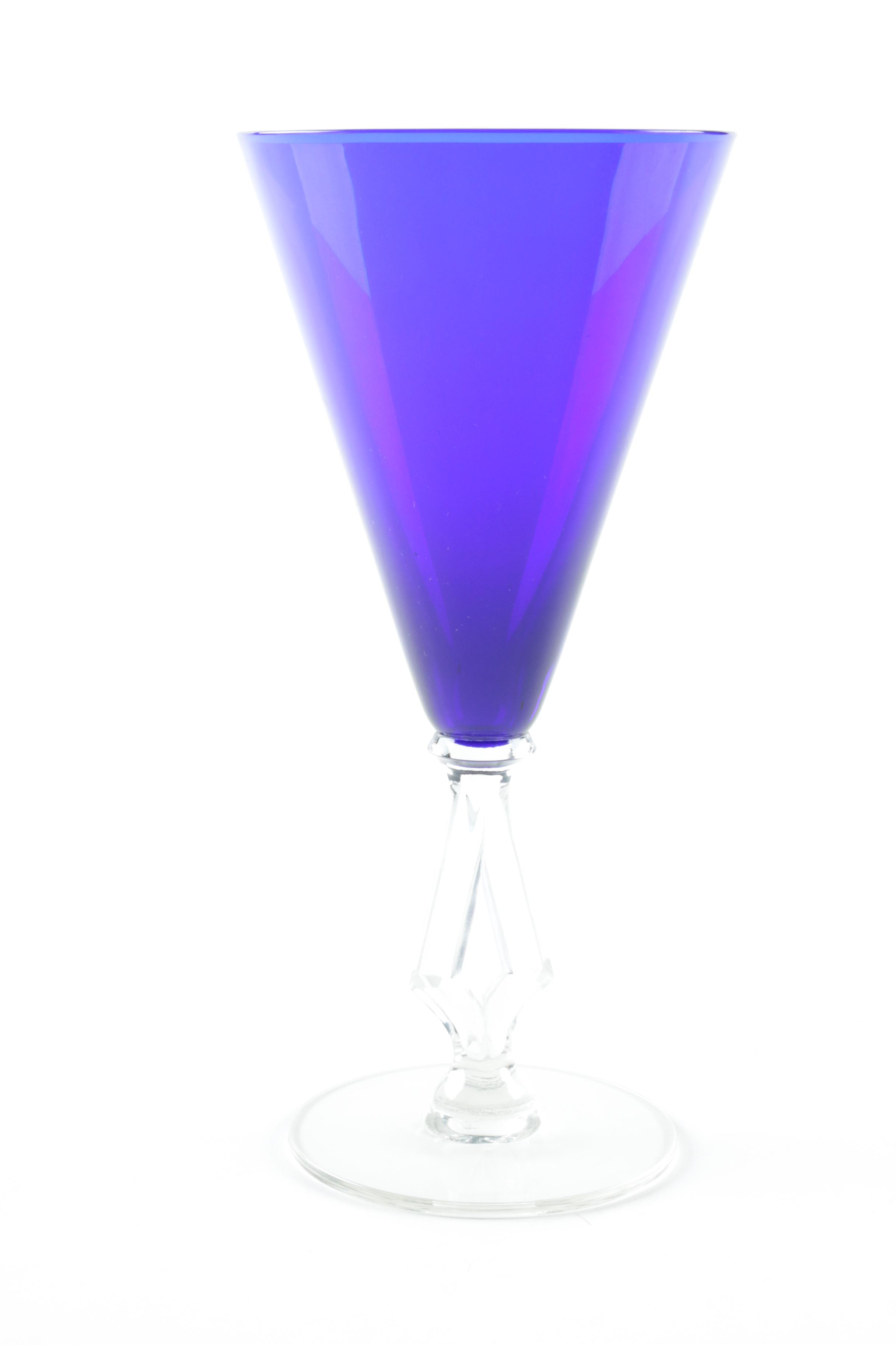 Cobalt Blue and Clear Glass Stemware