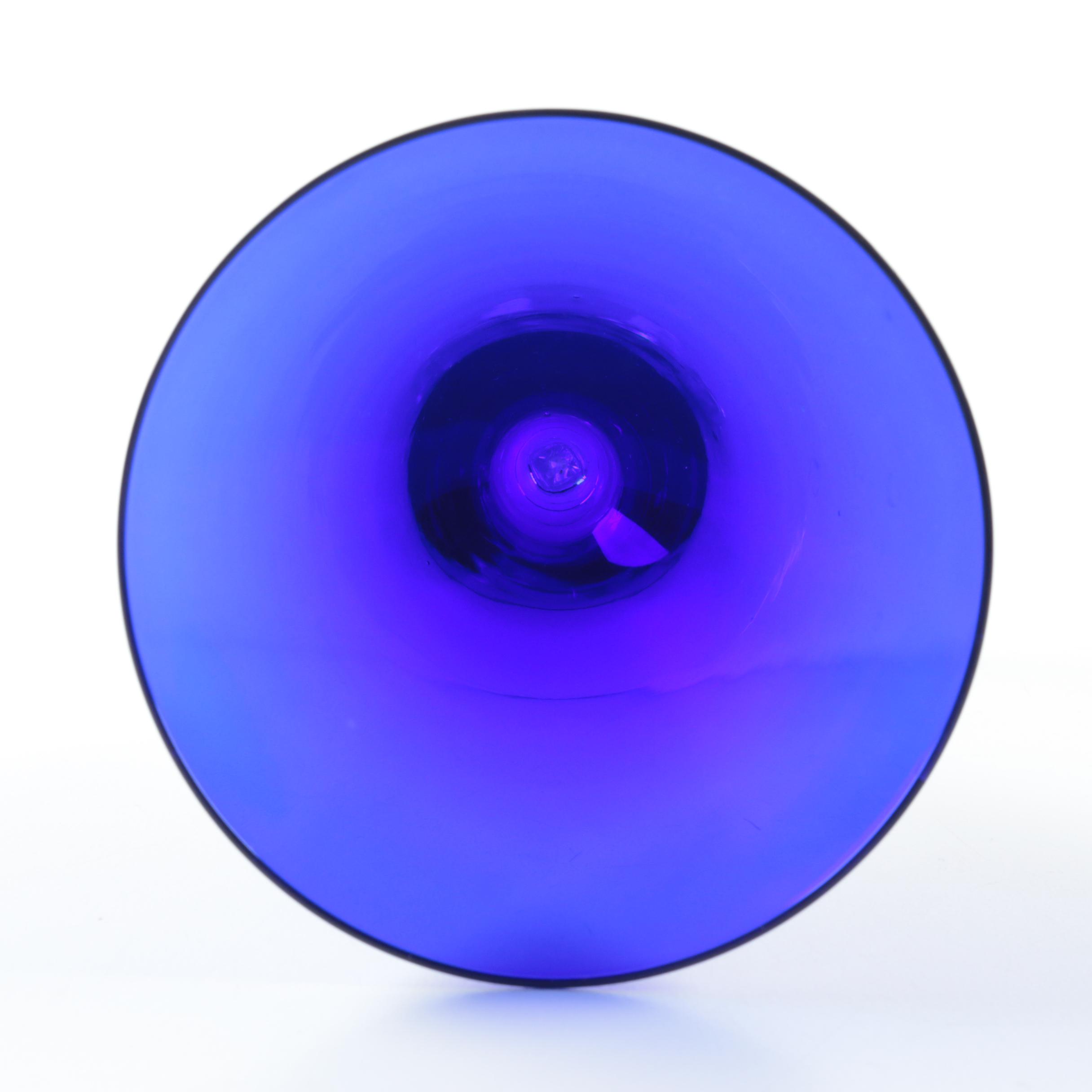 Cobalt Blue and Clear Glass Stemware